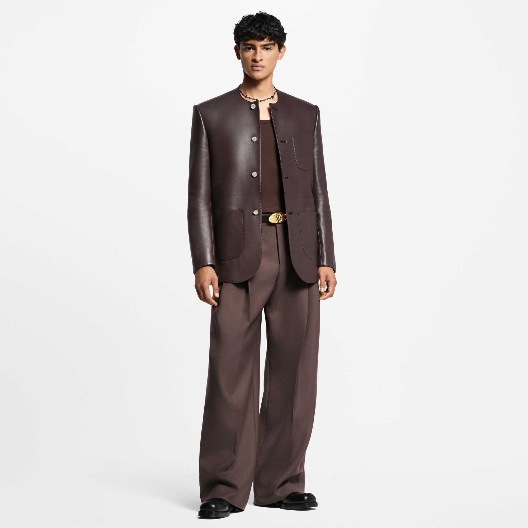 Elegantes kragenloses Jackett aus Leder  Herren Ready to Wear Sakkos und Jacketts | LOUIS VUITTON (Zoom)