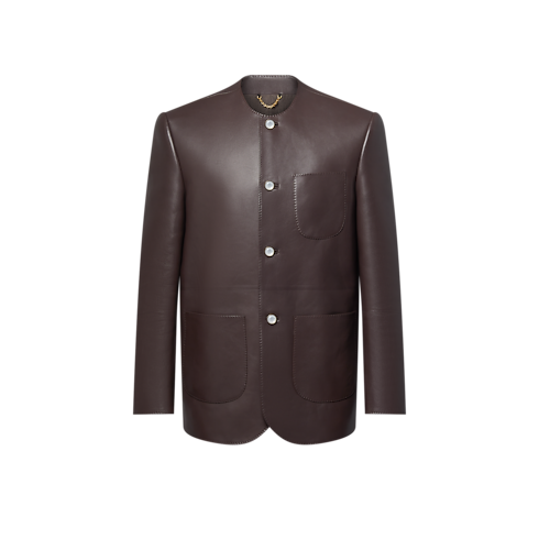 Elegantes kragenloses Jackett aus Leder Herren Ready to Wear Sakkos und Jacketts | LOUIS VUITTON (Zoom)