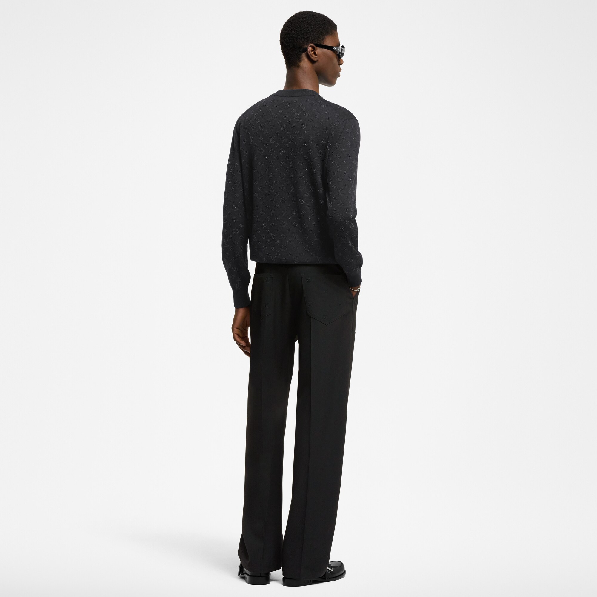 Evening Rundhalspullover aus Wolle mit Verzierungen und Monogram  Herren Ready to Wear Vollständige Ready to Wear | LOUIS VUITTON (Zoom)
