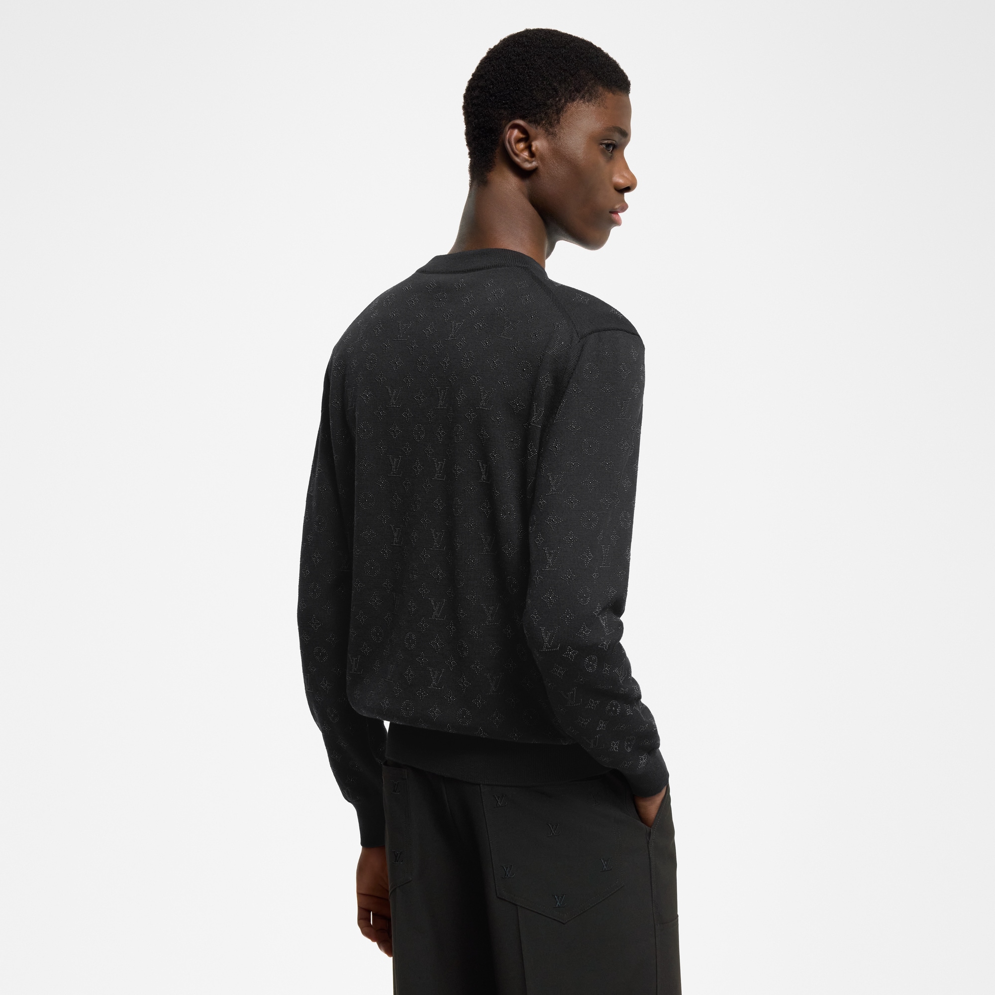 Evening Rundhalspullover aus Wolle mit Verzierungen und Monogram  Herren Ready to Wear Vollständige Ready to Wear | LOUIS VUITTON (Zoom)