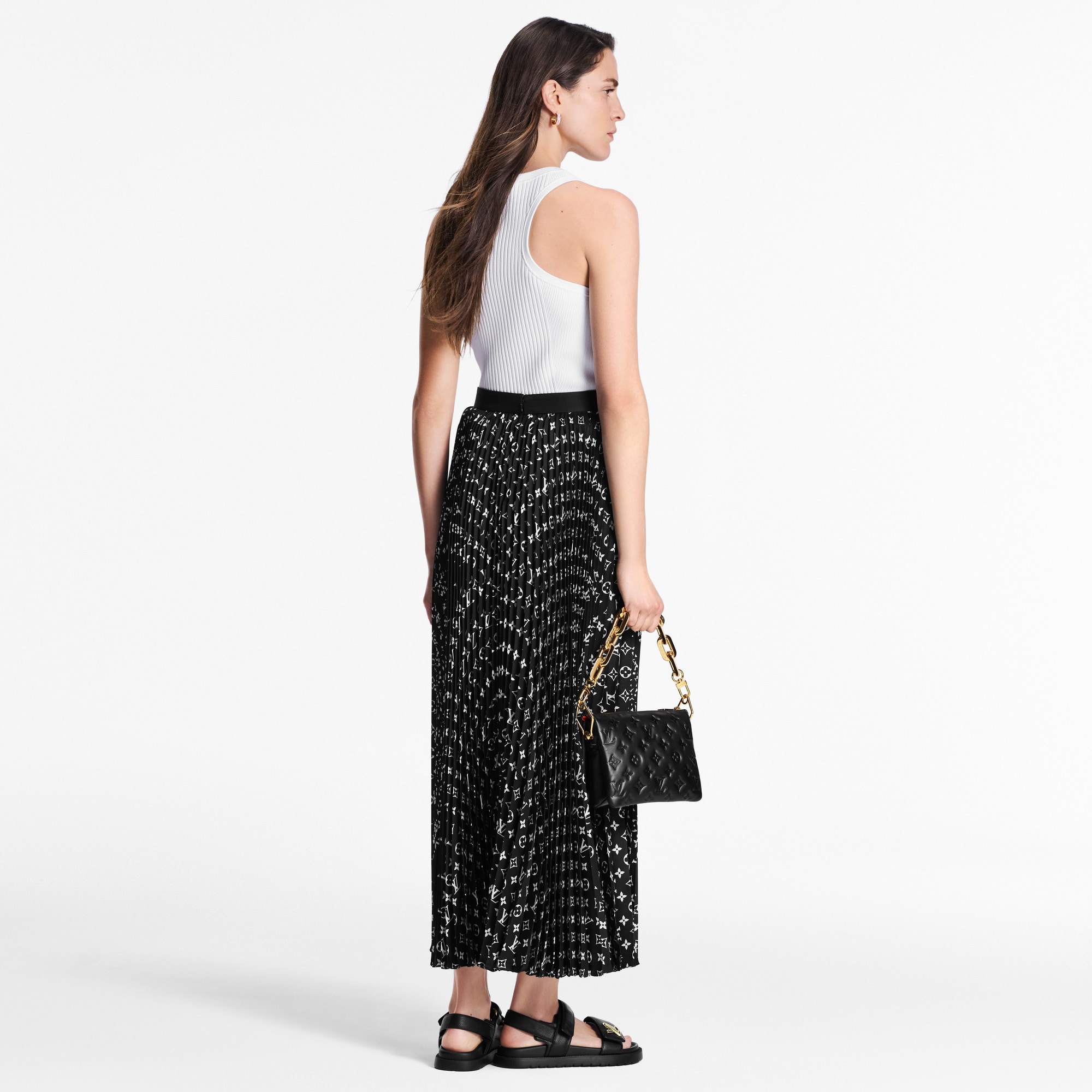 Faltenrock mit gestreiftem Detail und Monogram  Damen Ready to Wear Röcke und Shorts | LOUIS VUITTON (Zoom)