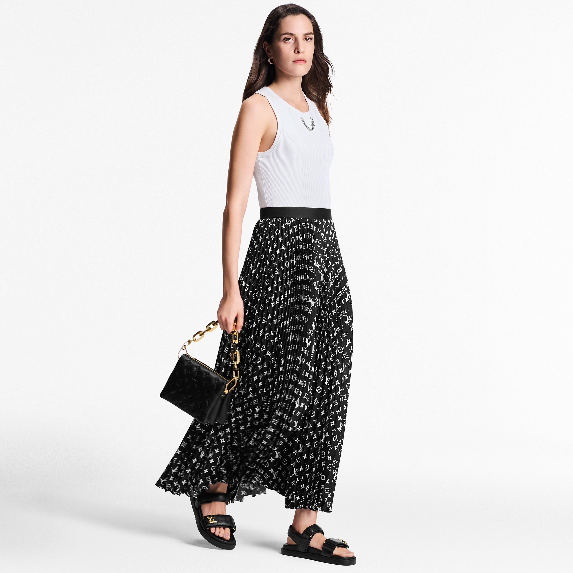 Faltenrock mit gestreiftem Detail und Monogram  Damen Ready to Wear Röcke und Shorts | LOUIS VUITTON (Zoom)