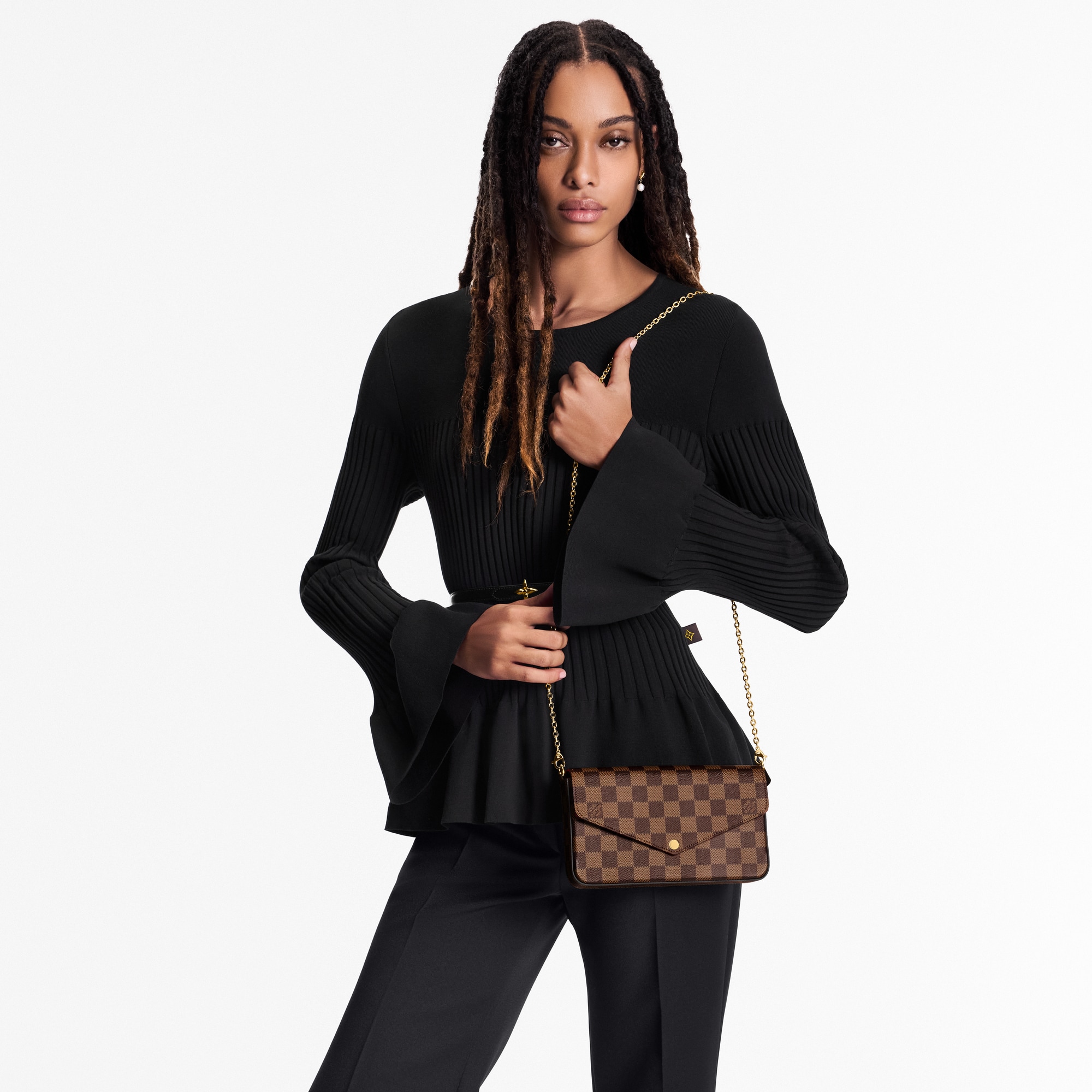 Félicie Pochette Damier Ebene Canvas Damen Geldbörsen und Kleinlederwaren Tragbare Geldbörsen und Mikro-Taschen | LOUIS VUITTON (Zoom)