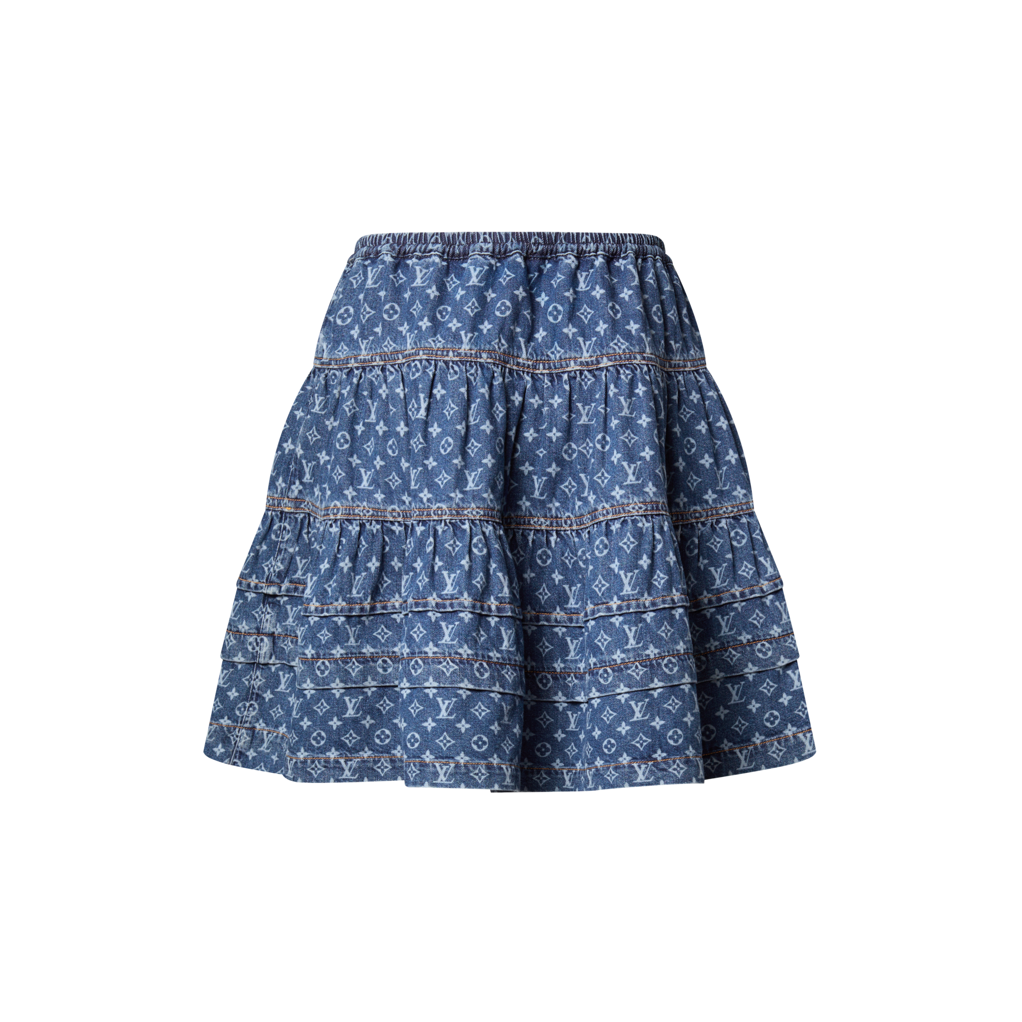 Gestufter Rock aus Denim mit Monogram-Motiv  Damen Ready to Wear Röcke und Shorts | LOUIS VUITTON (Zoom)