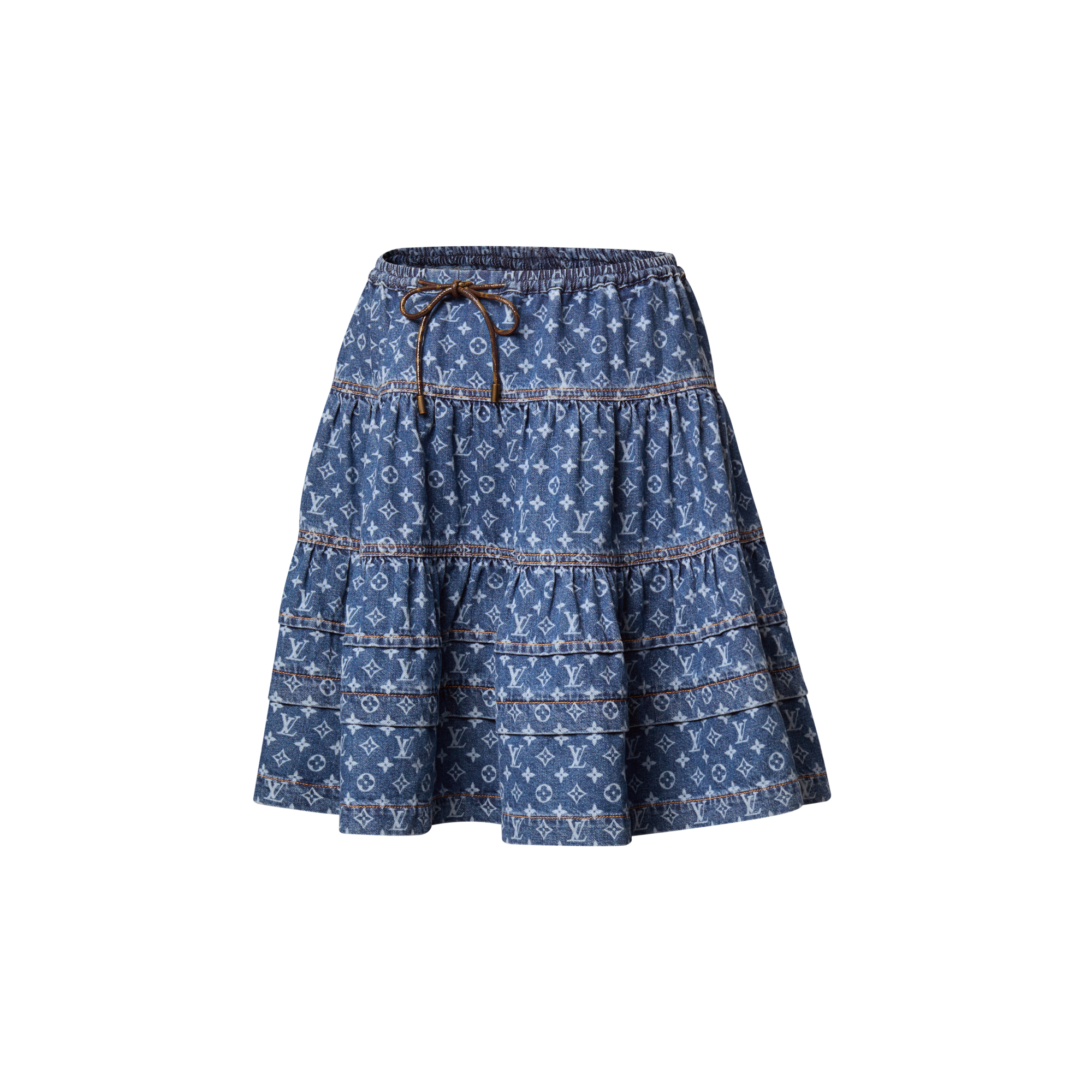 Gestufter Rock aus Denim mit Monogram-Motiv  Damen Ready to Wear Röcke und Shorts | LOUIS VUITTON (Zoom)