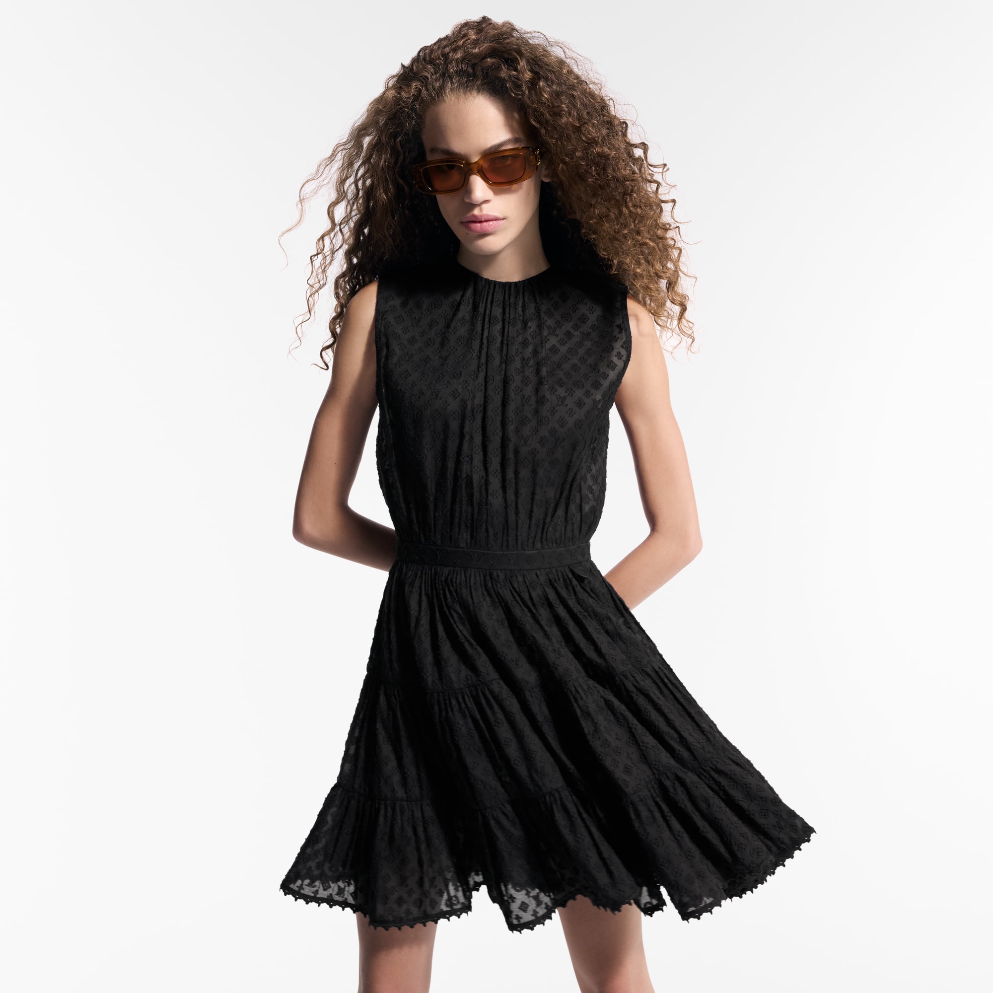 Gestuftes Kleid mit Monogram Fil Coupé  Damen Ready to Wear Kleider | LOUIS VUITTON (Zoom)