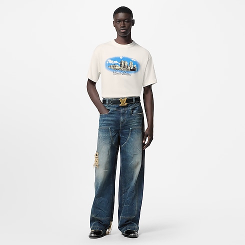 Grafischer Kurzarm-Rundhalspullover aus Baumwolle Herren Ready to Wear Strick und Sweatshirts | LOUIS VUITTON (Zoom)