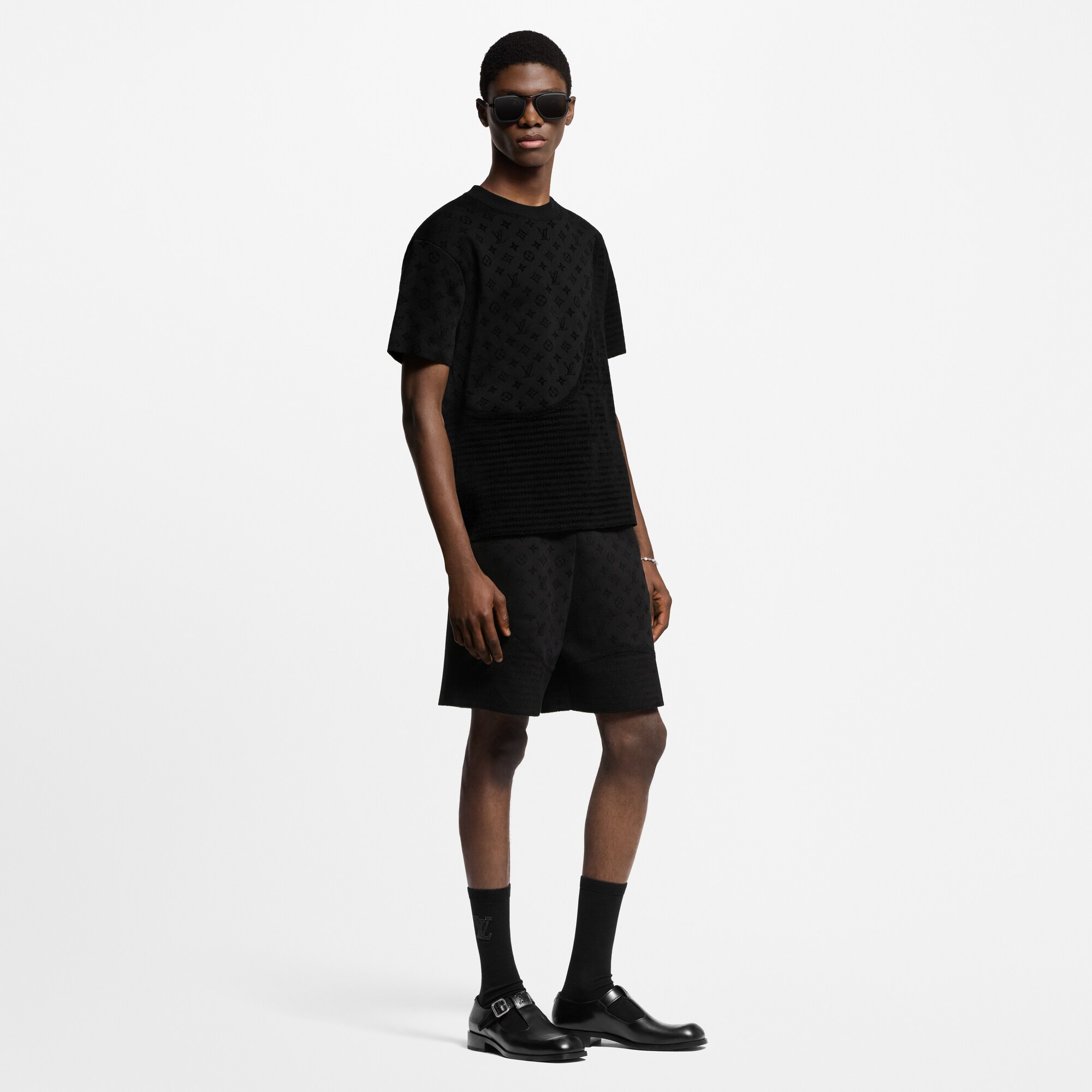 Grafischer Kurzarm-Rundhalspullover aus Jacquard  Herren Ready to Wear Vollständige Ready to Wear | LOUIS VUITTON (Zoom)