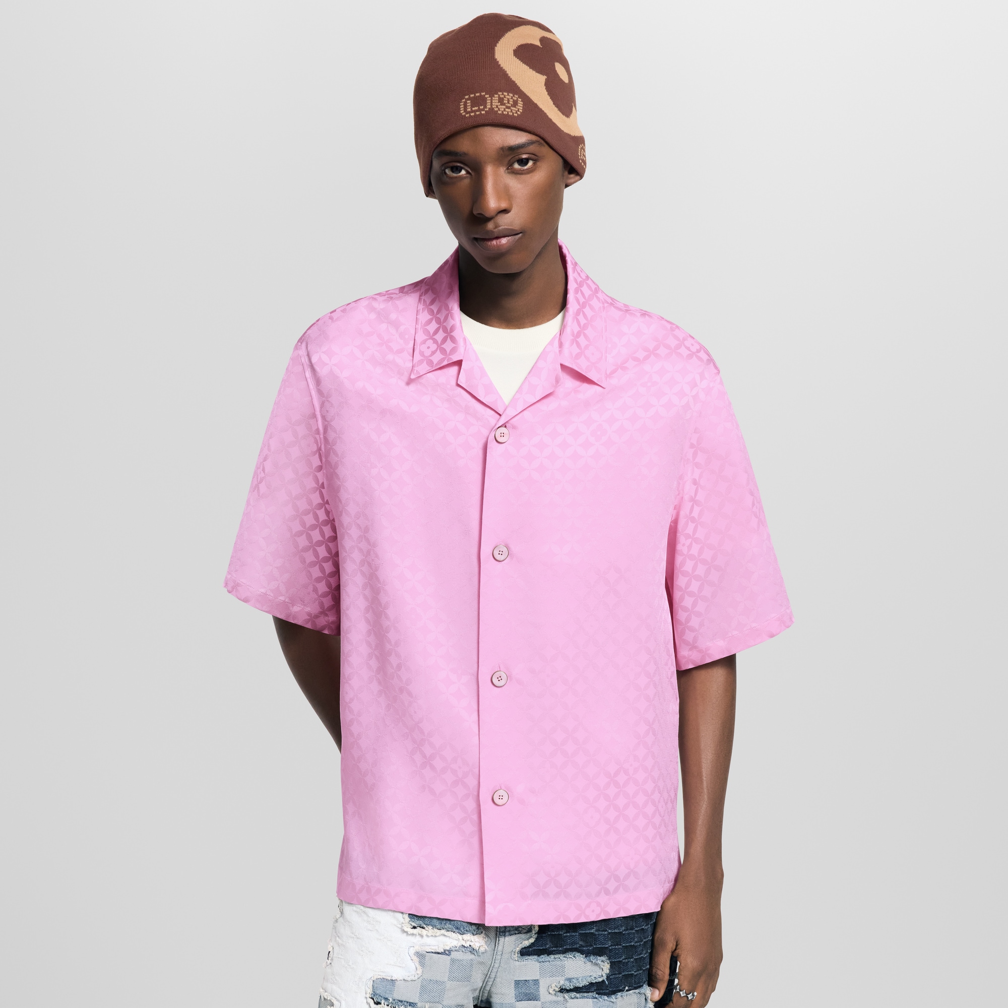Grafisches Kurzarm-Hemd aus Jacquard  Herren Ready to Wear Hemden | LOUIS VUITTON (Zoom)