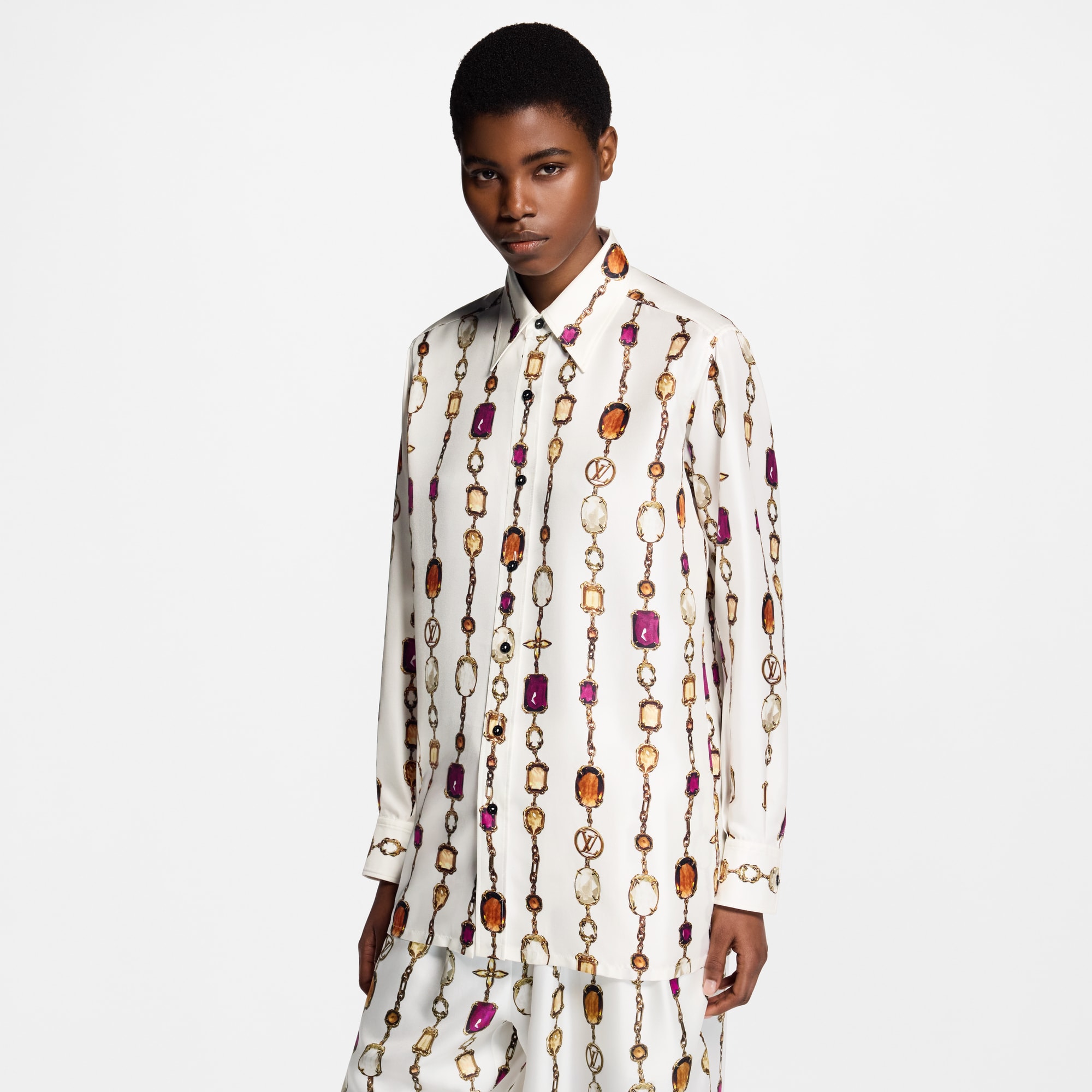 Hemd aus Seide mit Halsketten-Motiv  Damen Ready to Wear Tops | LOUIS VUITTON (Zoom)