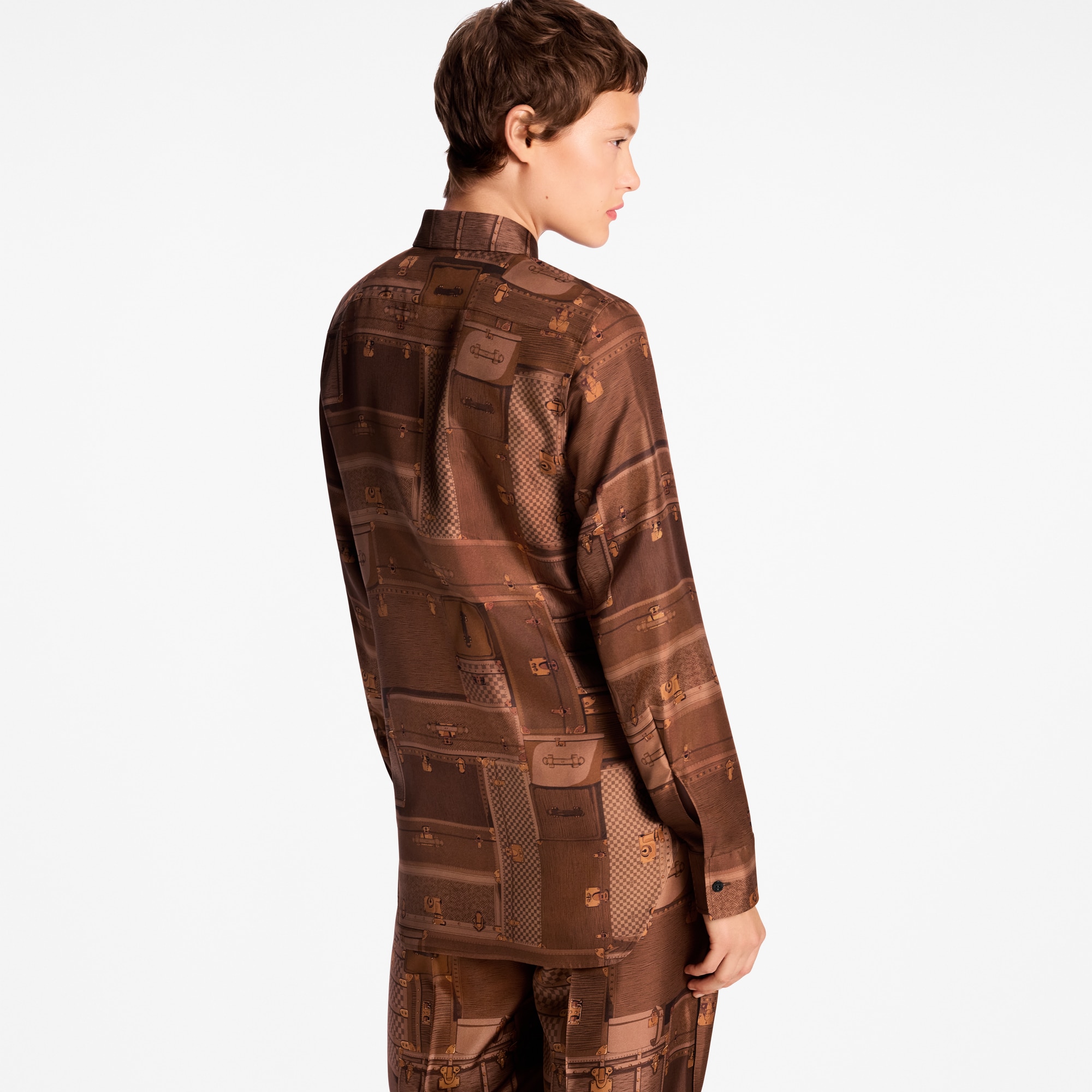 Hemd aus Seide mit Koffer-Motiv  Damen Ready to Wear Tops | LOUIS VUITTON (Zoom)