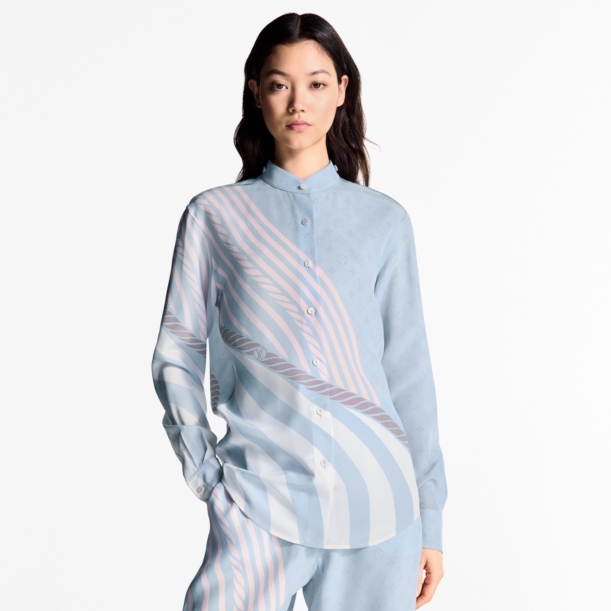 Hemd aus Seide mit Wellen-Motiv  Damen Ready to Wear Tops | LOUIS VUITTON (Zoom)