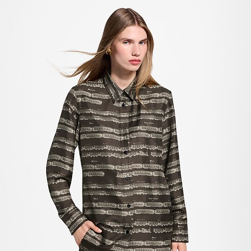 Hemd aus Seide mit Zug-Motiv Damen Ready to Wear Oberteile und Blusen | LOUIS VUITTON (Zoom)