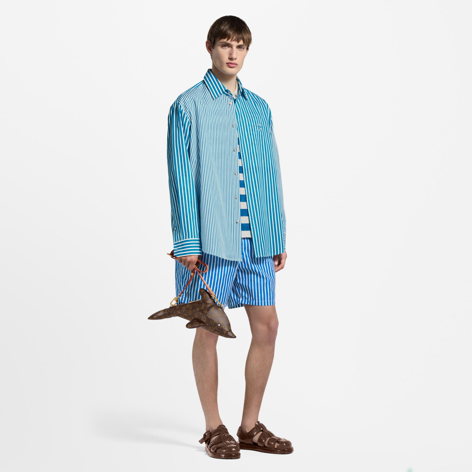 Hemd mit gestreiftem Patchwork-Motiv und Monogram  Herren Ready to Wear Hemden | LOUIS VUITTON (Zoom)
