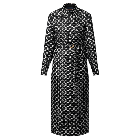 Hemdkleid aus Seide mit Monogram-Motiv Damen Ready to Wear Kleider | LOUIS VUITTON (Zoom)