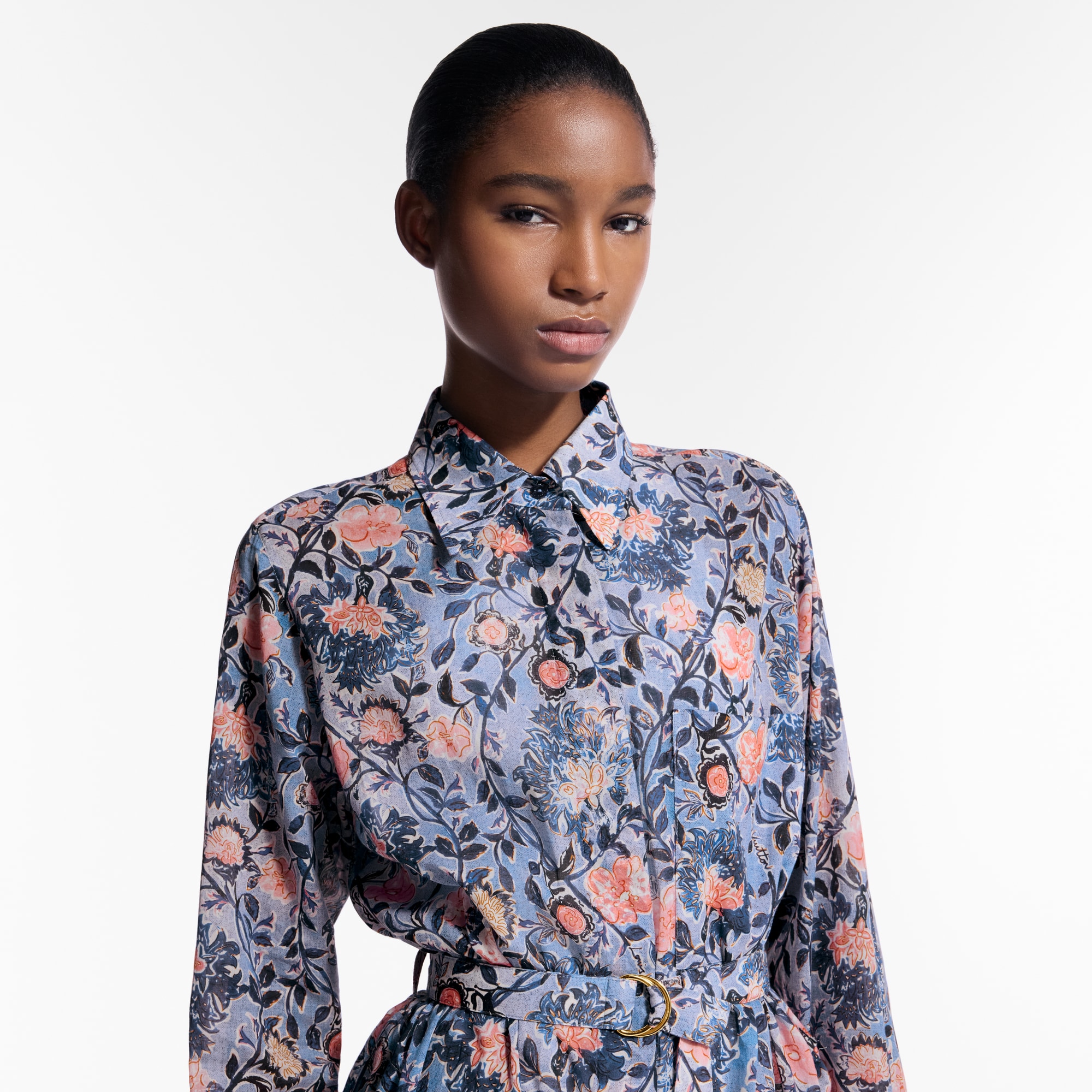 Hemdkleid mit floralem Weinranken-Motiv  Damen Ready to Wear Kleider | LOUIS VUITTON (Zoom)