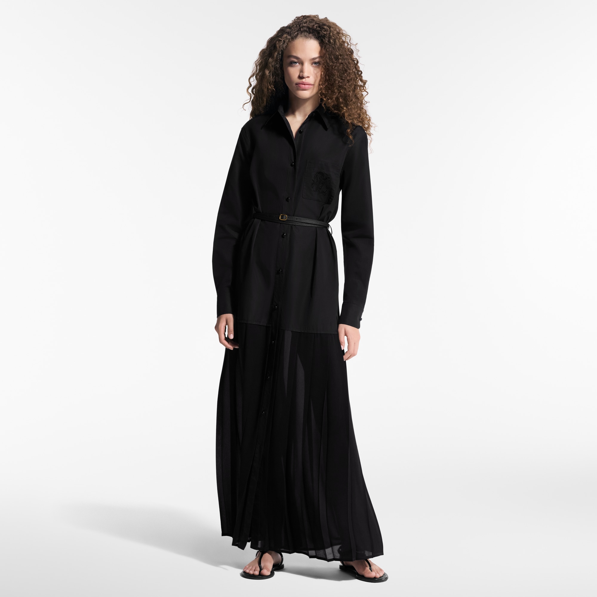 Hemdkleid mit leicht transparentem Einsatz  Damen Ready to Wear Kleider | LOUIS VUITTON (Zoom)