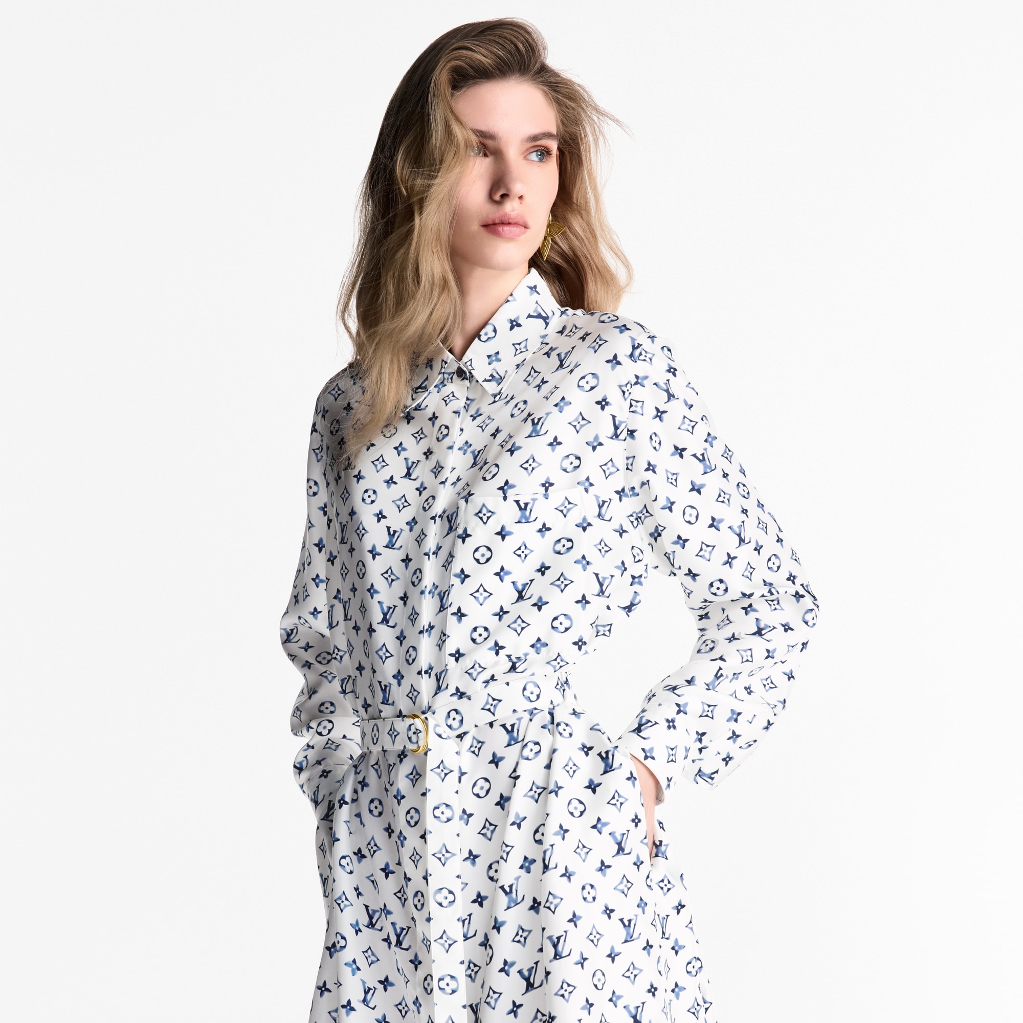 Hemdkleid mit Monogram-Motiv im Aquarell-Stil  Damen Ready to Wear Kleider | LOUIS VUITTON (Zoom)