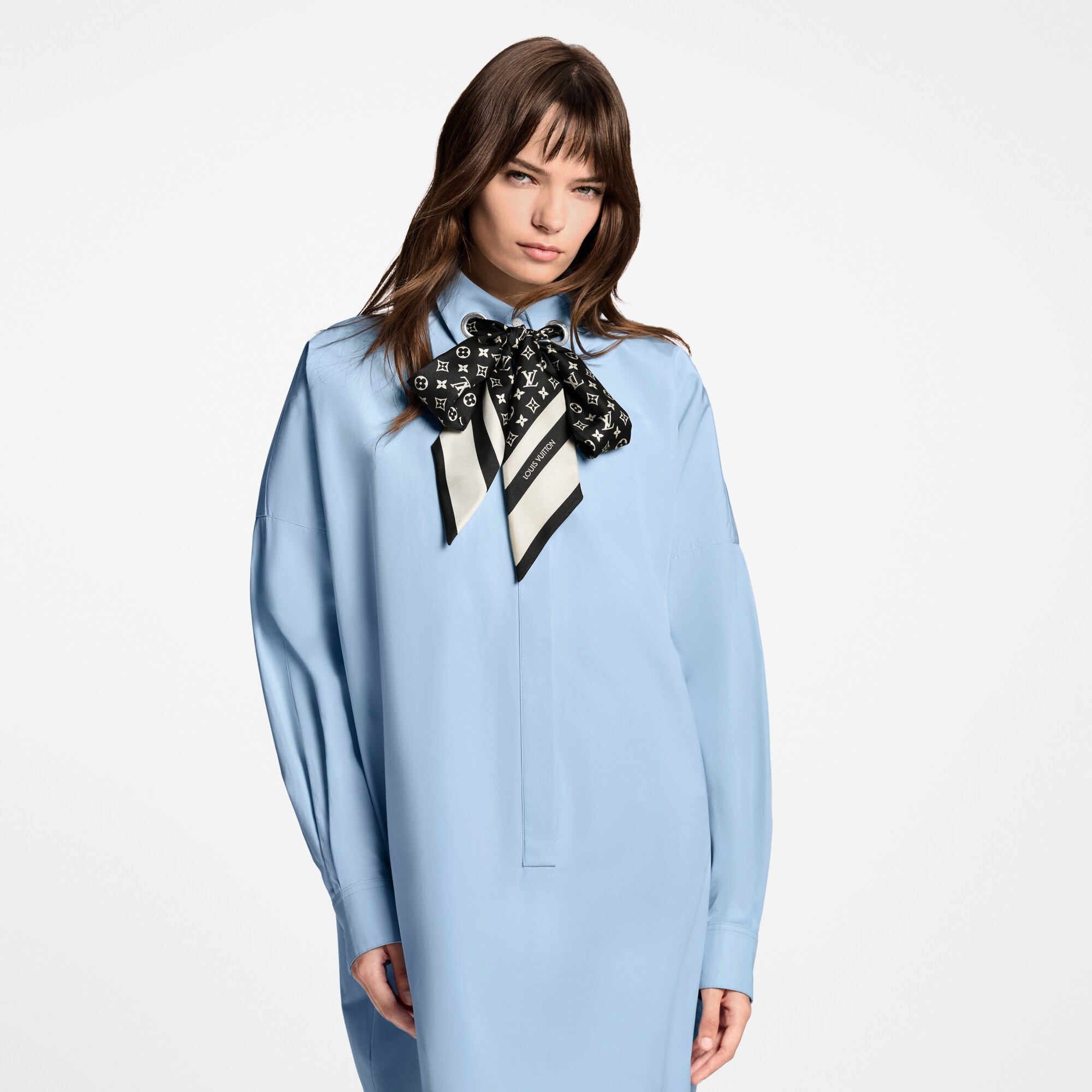 Hemdkleid mit Monogram Schal  Damen Ready to Wear Kleider | LOUIS VUITTON (Zoom)