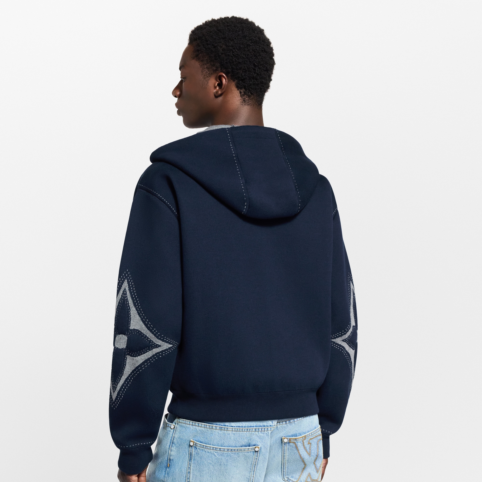 Hoodie aus Baumwolle mit Intarsien, grafischen Details und Reißverschluss  Herren Ready to Wear Vollständige Ready to Wear | LOUIS VUITTON (Zoom)
