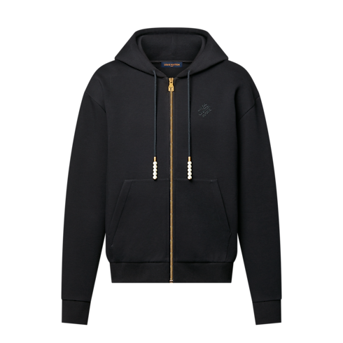 Hoodie aus Jersey mit Reißverschluss und Stickerei Herren Ready to Wear Vollständige Ready to Wear | LOUIS VUITTON (Zoom)