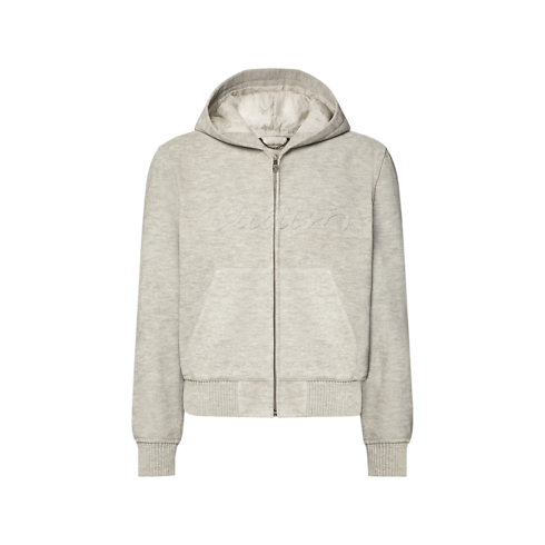 Hoodie aus Leder mit Trompe-l'Œil-Detail front view