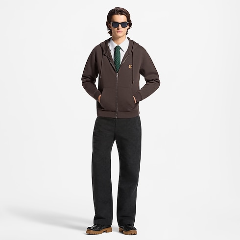 Hoodie mit LV Signatur und Reißverschluss worn view