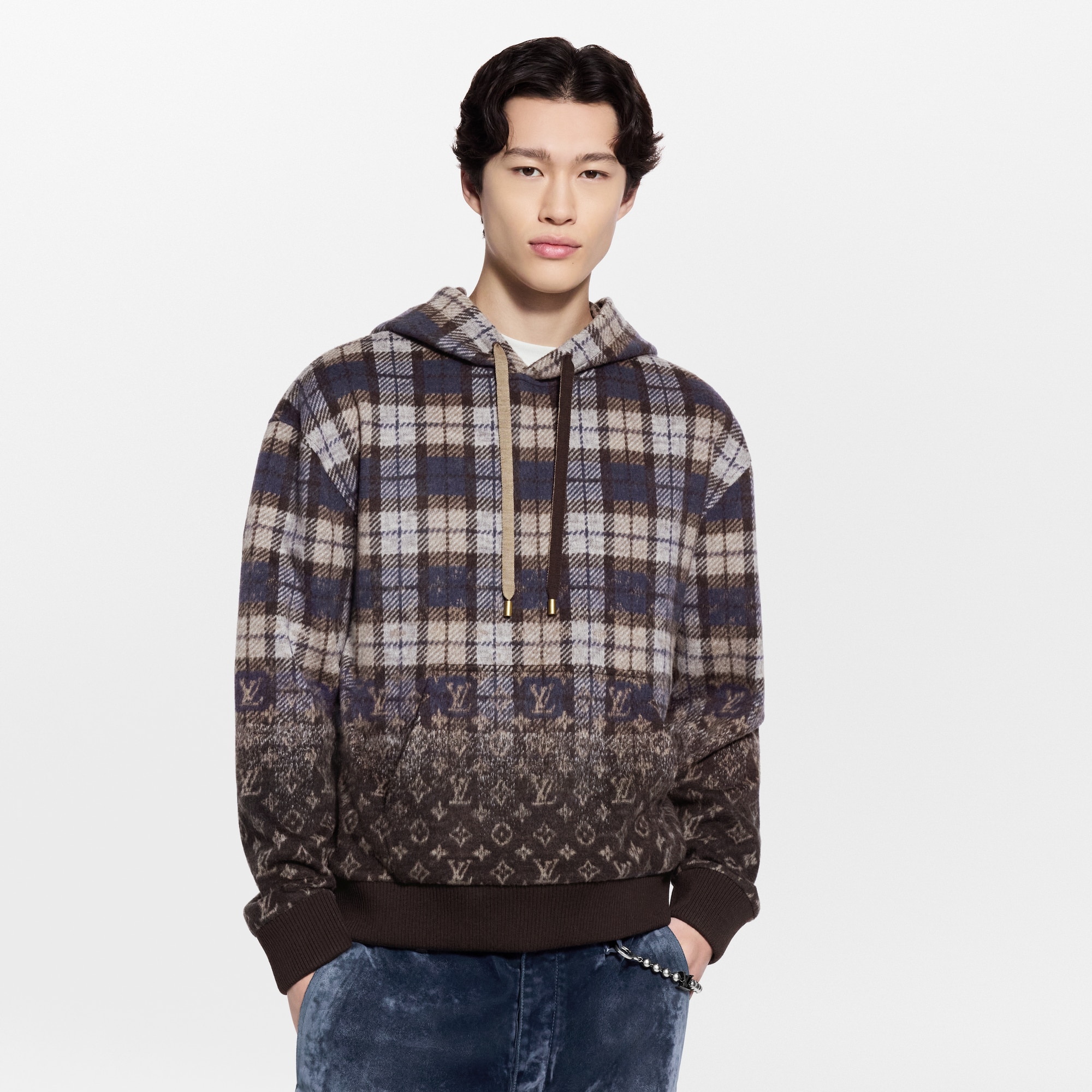 Hoodie mit Monogram Faded Plaid-Motiv  Herren Ready to Wear Vollständige Ready to Wear | LOUIS VUITTON (Zoom)