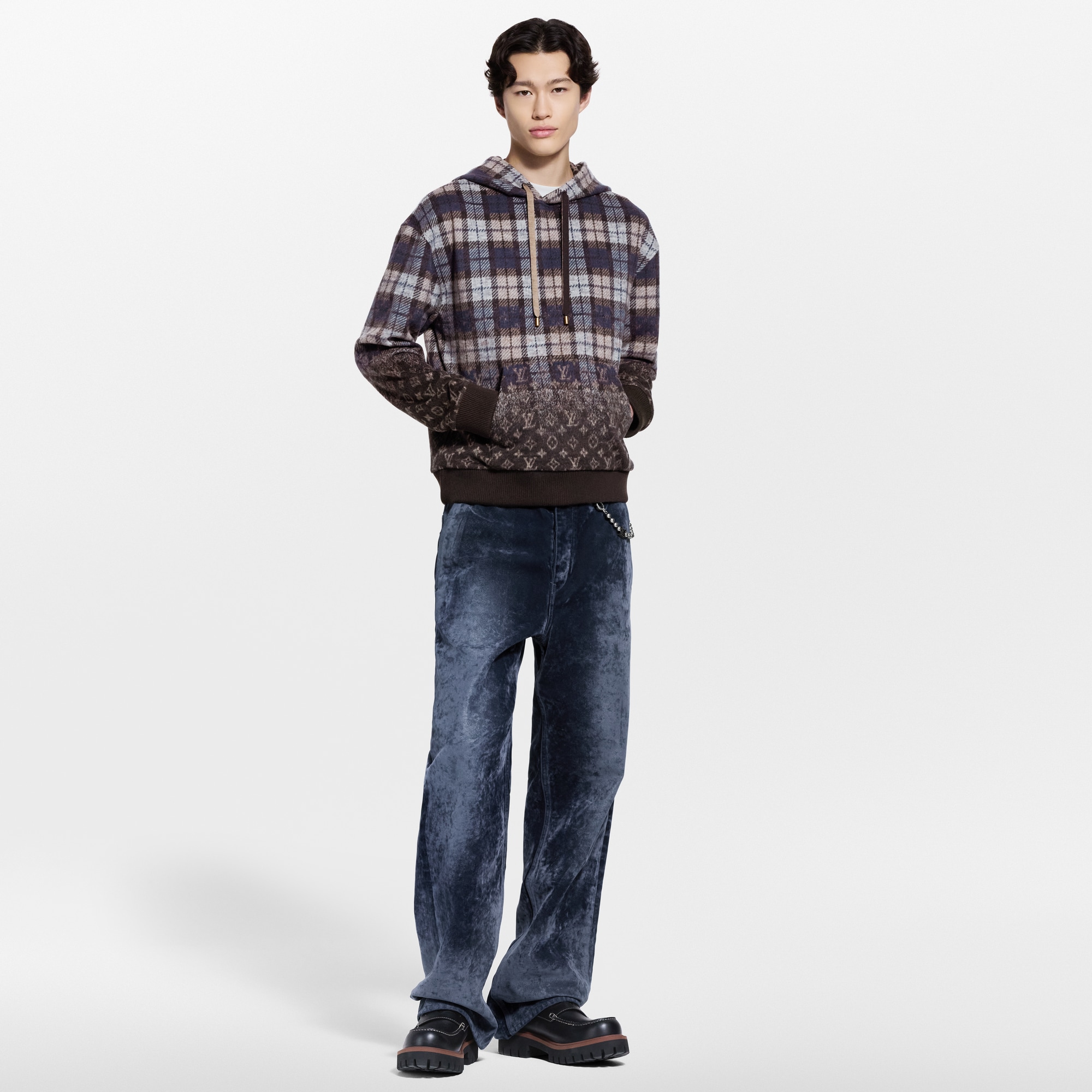 Hoodie mit Monogram Faded Plaid-Motiv  Herren Ready to Wear Vollständige Ready to Wear | LOUIS VUITTON (Zoom)