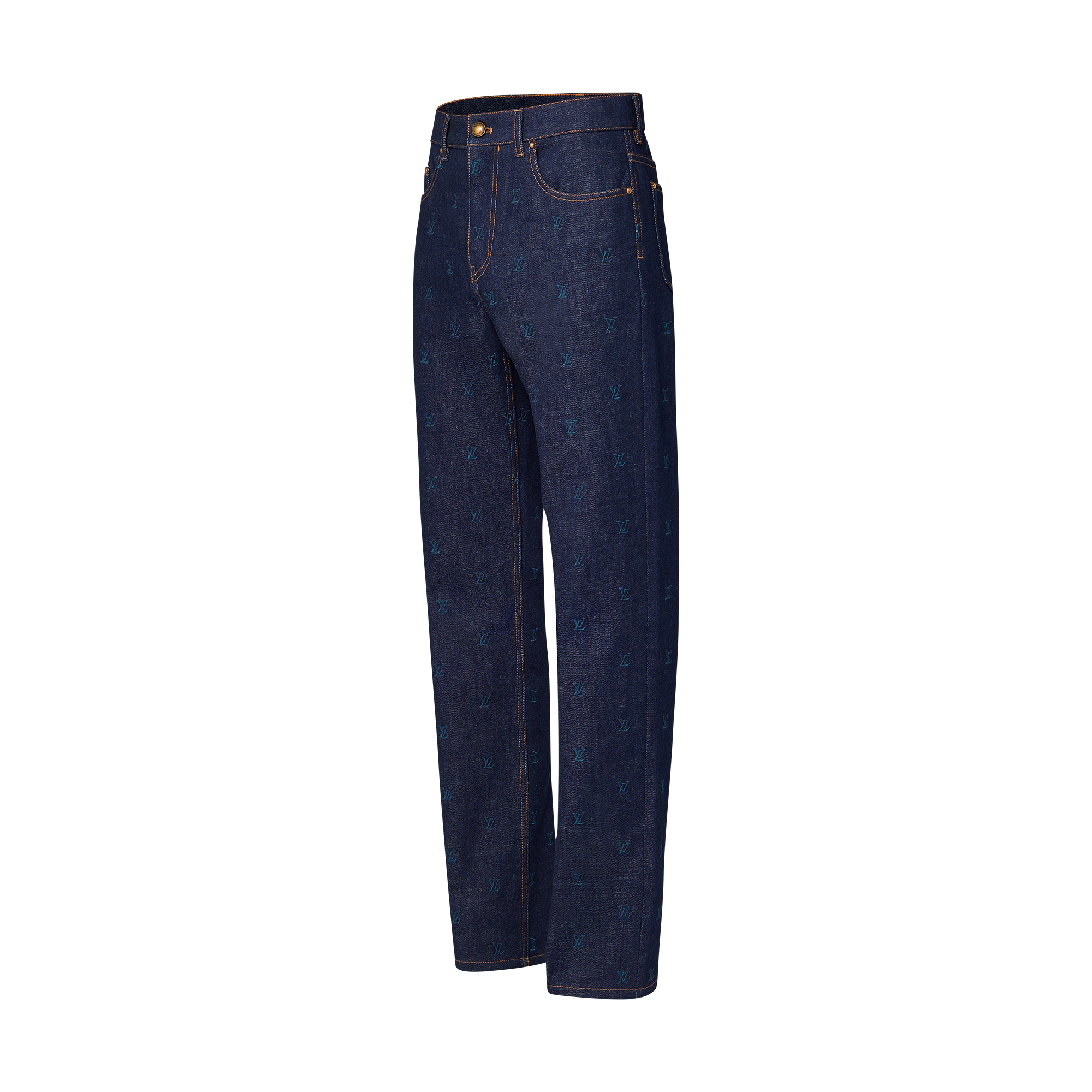 Hose aus Denim mit Verzierungen und LV Blason-Motiv  Herren Ready to Wear Denim | LOUIS VUITTON (Zoom)
