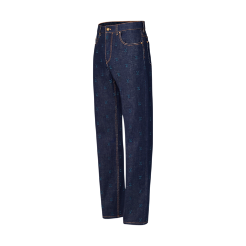 Hose aus Denim mit Verzierungen und LV Blason-Motiv Herren Ready to Wear Denim | LOUIS VUITTON (Zoom)