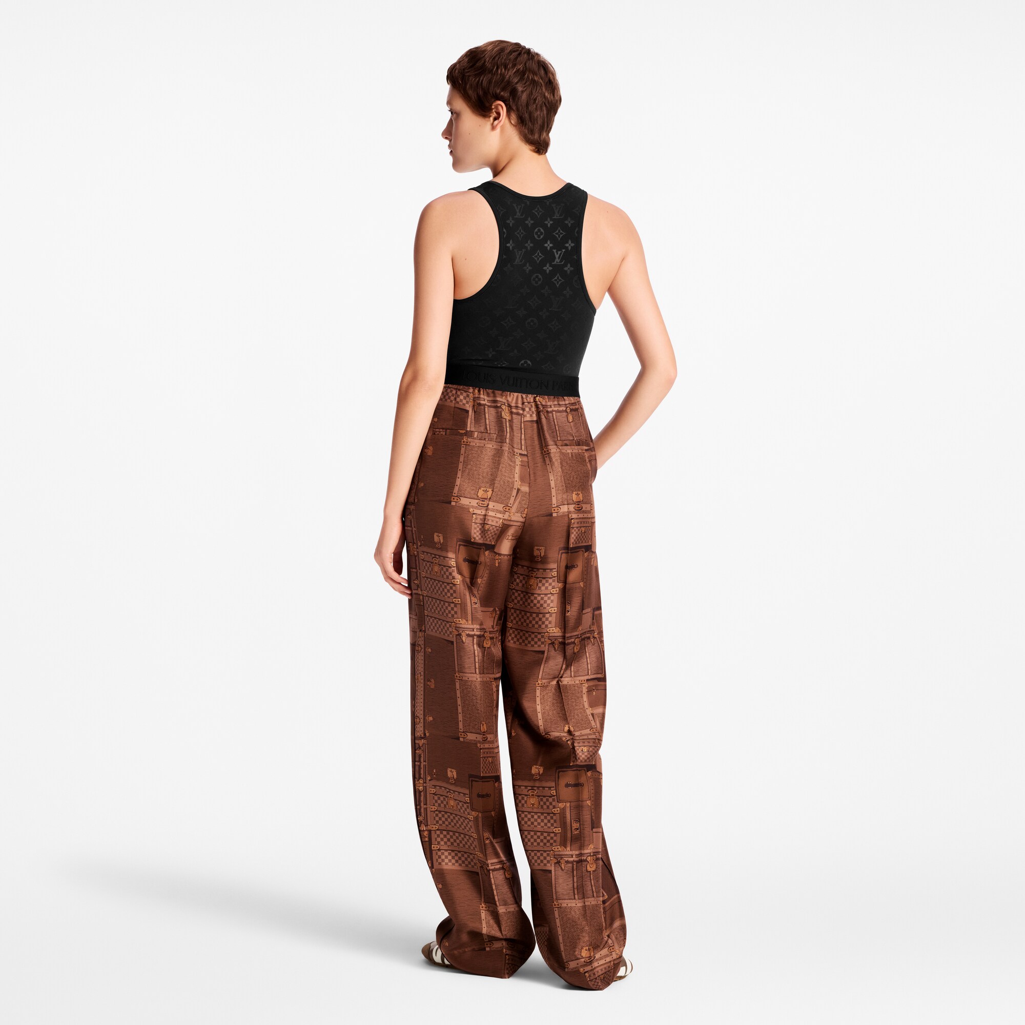 Hose mit weit geschnittenem Bein und Koffer-Motiv  Damen Ready to Wear Hosen | LOUIS VUITTON (Zoom)