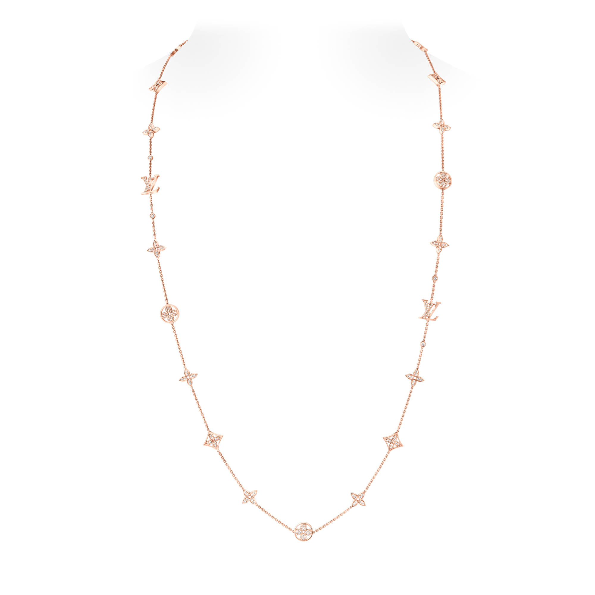 Idylle Blossom lange Halskette mit mehreren Motiven, Roségold und Diamanten  Schmuck Kategorien Halsketten und Anhänger | LOUIS VUITTON (Zoom)