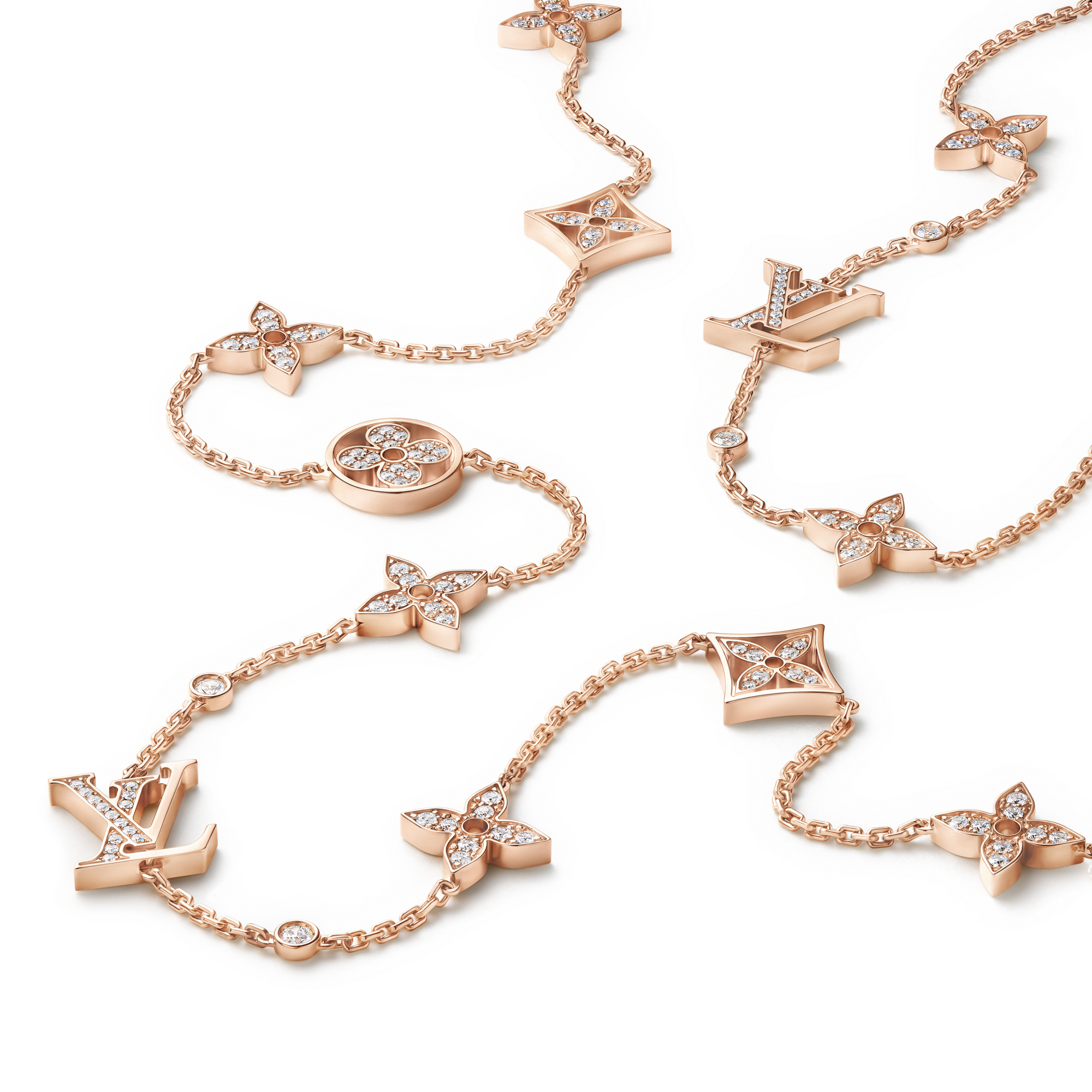 Idylle Blossom lange Halskette mit mehreren Motiven, Roségold und Diamanten  Schmuck Kategorien Halsketten und Anhänger | LOUIS VUITTON (Zoom)
