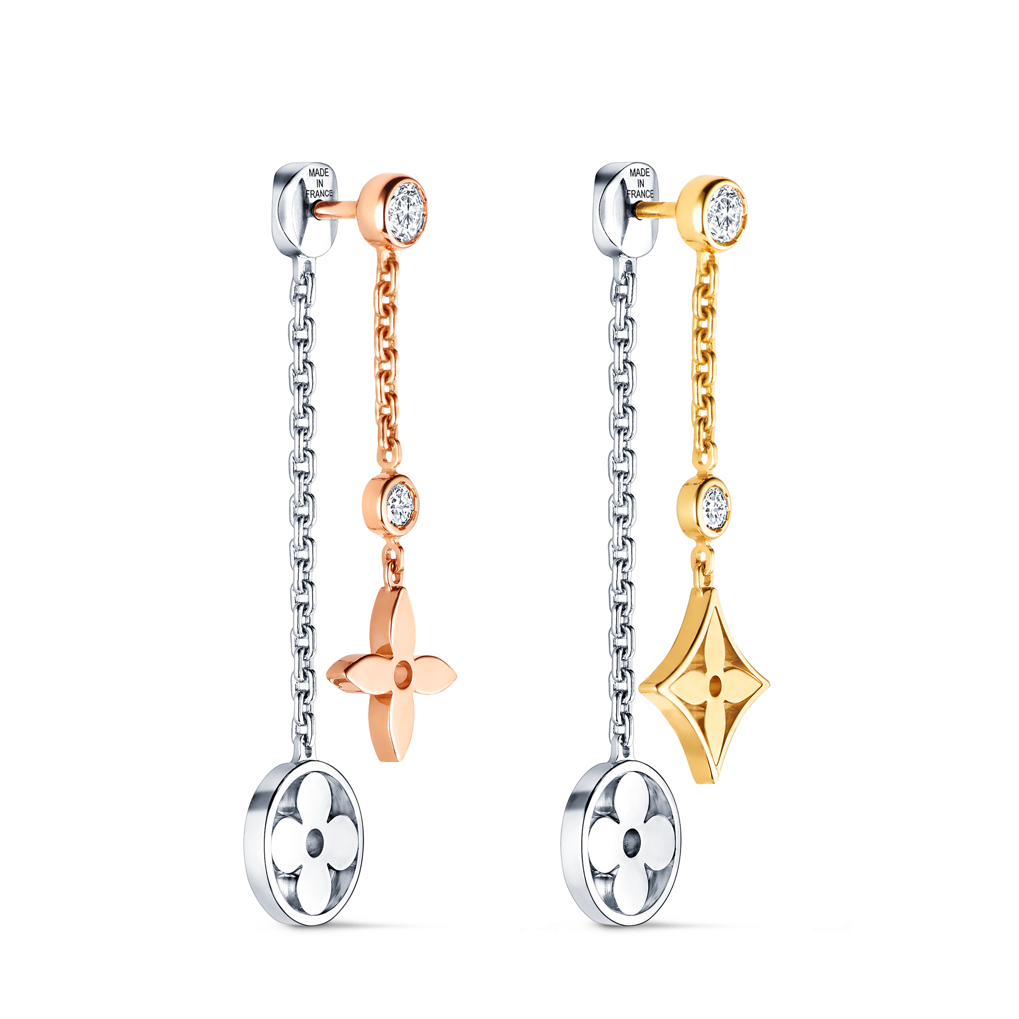 Idylle Blossom lange Ohrringe, 3 Goldarten und Diamanten  Schmuck Kategorien Alle Schmuckstücke | LOUIS VUITTON (Zoom)