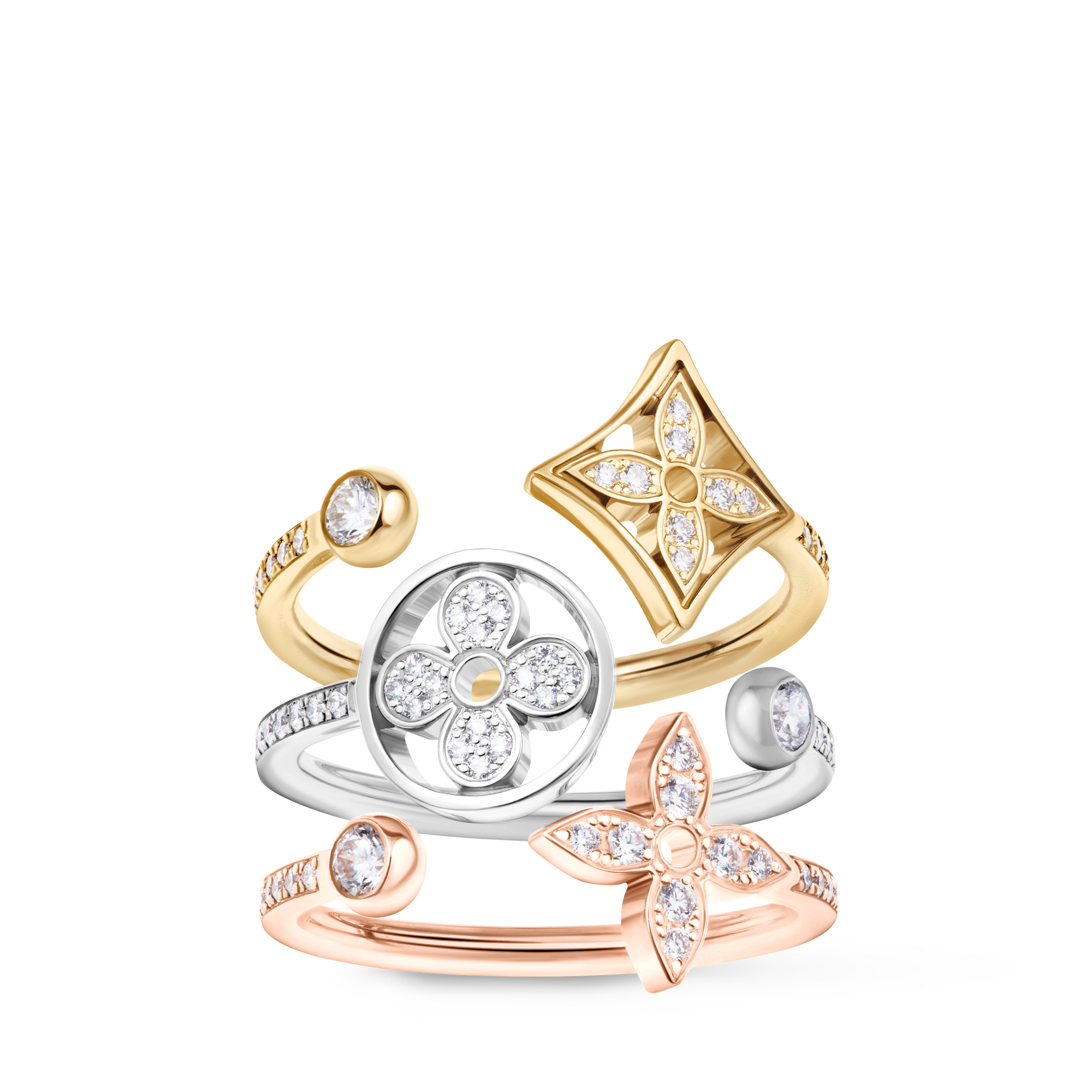 Idylle Blossom mit Diamanten besetzter Ring, 3 Goldarten und Diamanten  Schmuck Kategorien Alle Schmuckstücke | LOUIS VUITTON (Zoom)