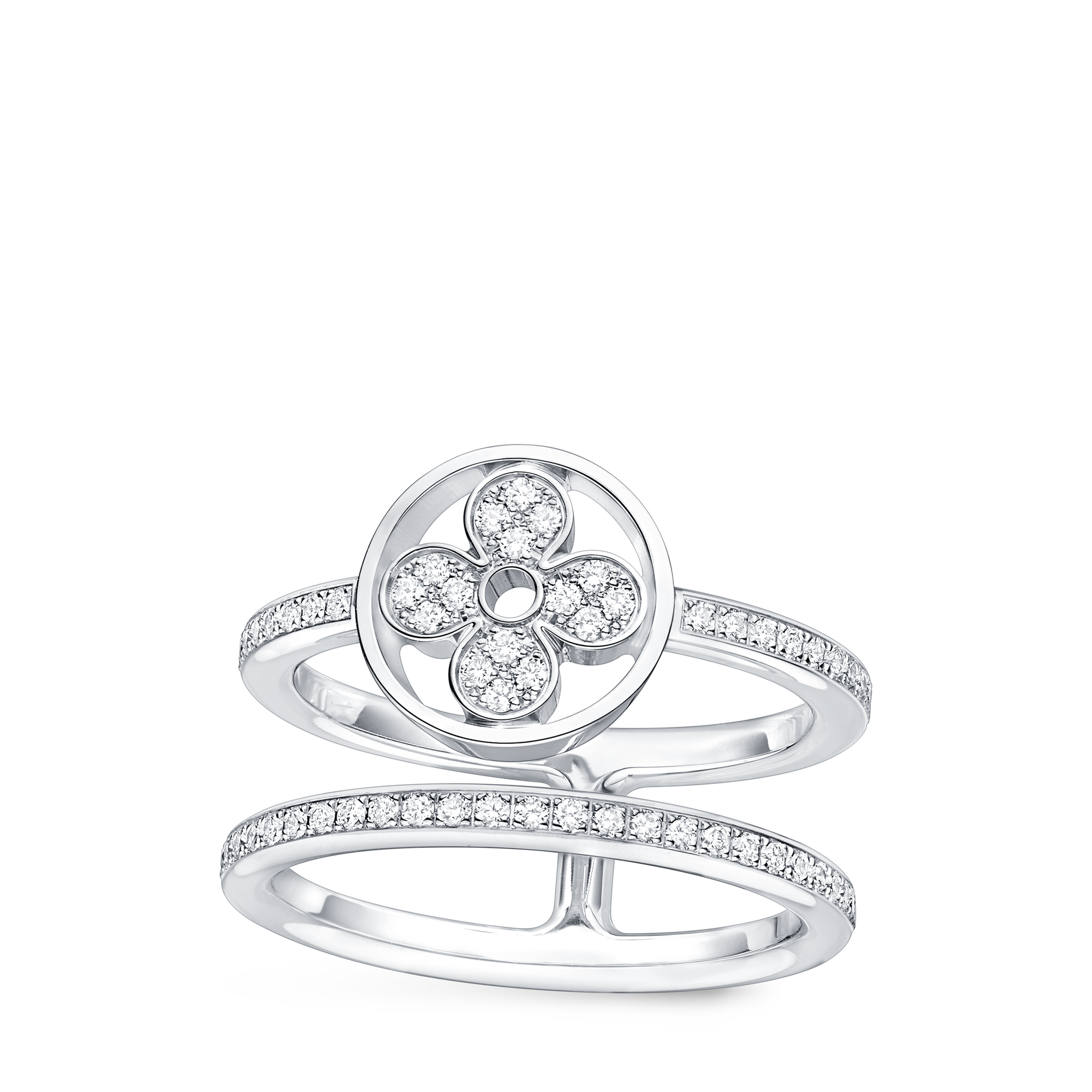 Idylle Blossom zweireihiger Ring, Weißgold und Diamanten  Schmuck Kategorien Alle Schmuckstücke | LOUIS VUITTON (Zoom)