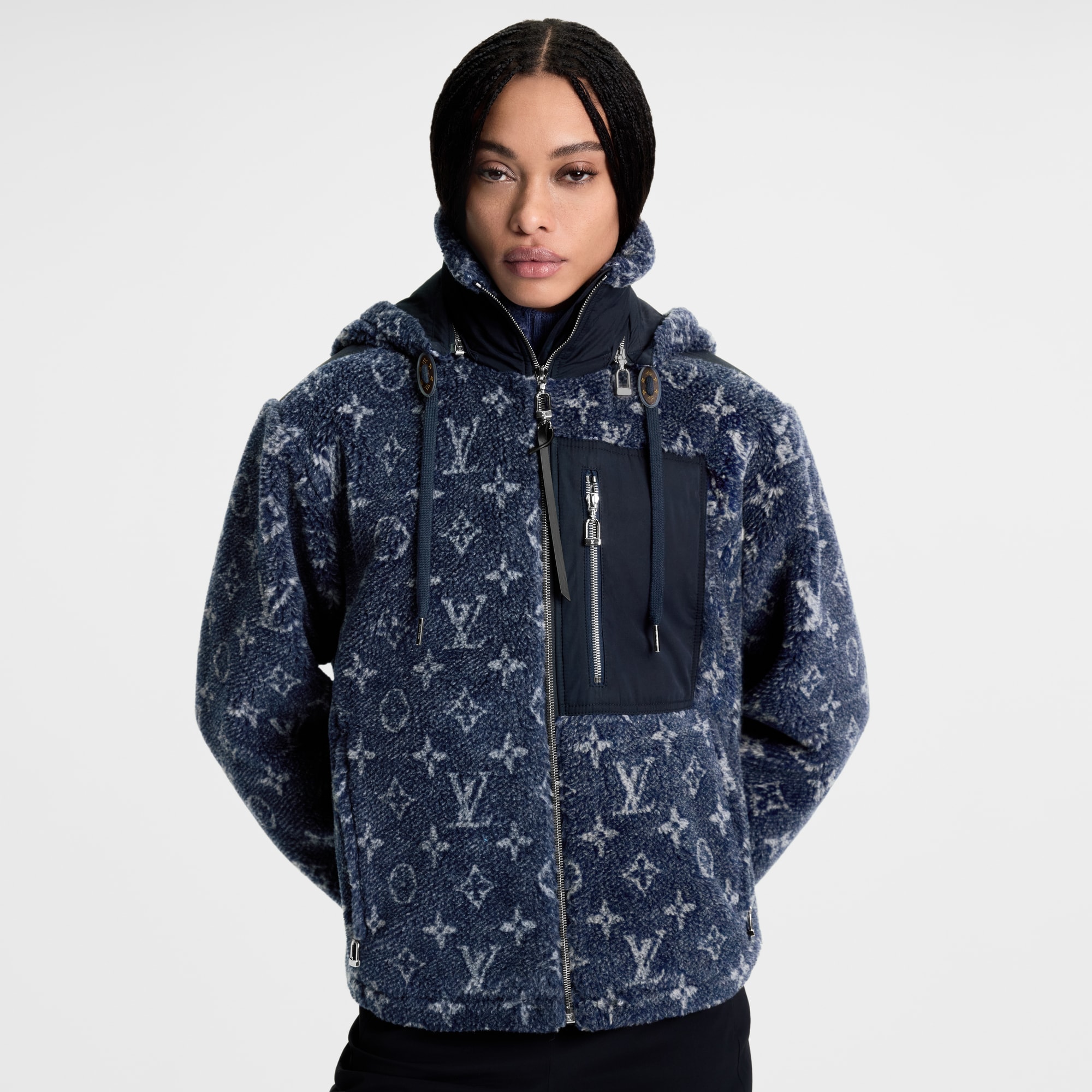 Jacke aus Fleece mit Denim-Optik und Monogram-Motiv  Damen Ready to Wear Mäntel und Jacken | LOUIS VUITTON (Zoom)