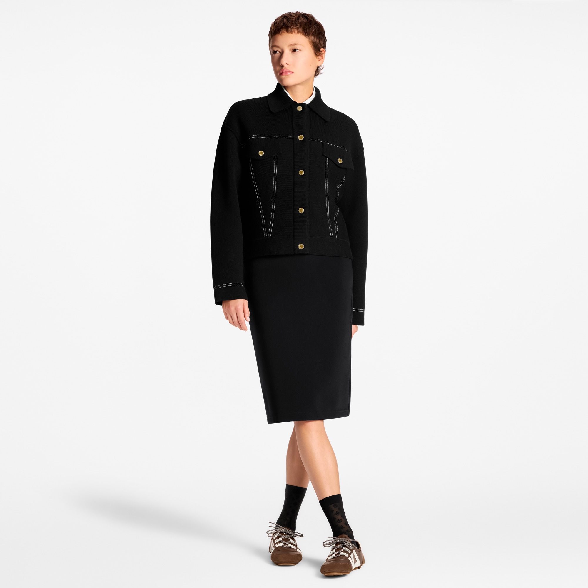 Jacke aus Strick mit Denim-Optik  Damen Ready to Wear Mäntel und Jacken | LOUIS VUITTON (Zoom)