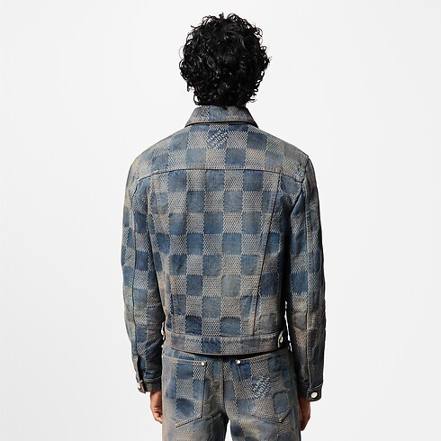 Jacke aus verwaschenem Denim mit Damier-Motiv Herren Ready to Wear Jacken und Mäntel | LOUIS VUITTON (Zoom)