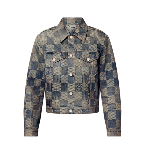 Jacke aus verwaschenem Denim mit Damier-Motiv Herren Ready to Wear Jacken und Mäntel | LOUIS VUITTON (Zoom)
