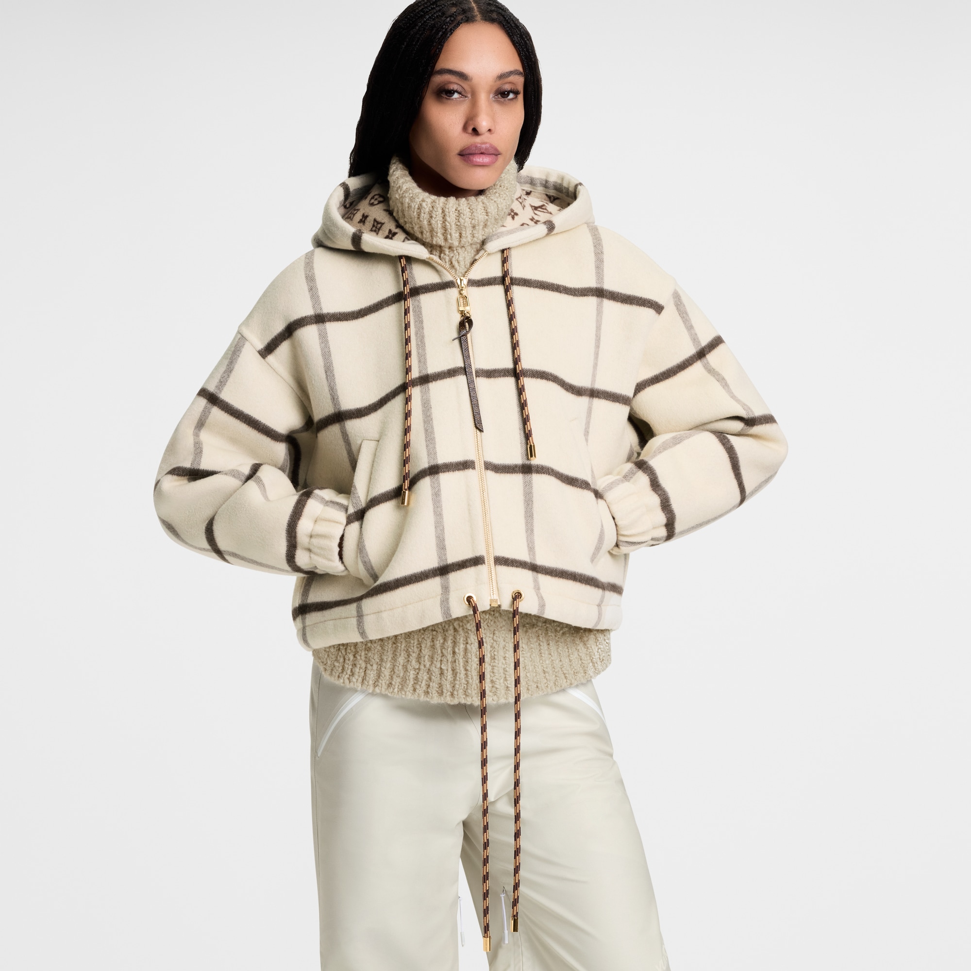Jacke mit Kapuze und Karomuster  Damen Ready to Wear Mäntel und Jacken | LOUIS VUITTON (Zoom)