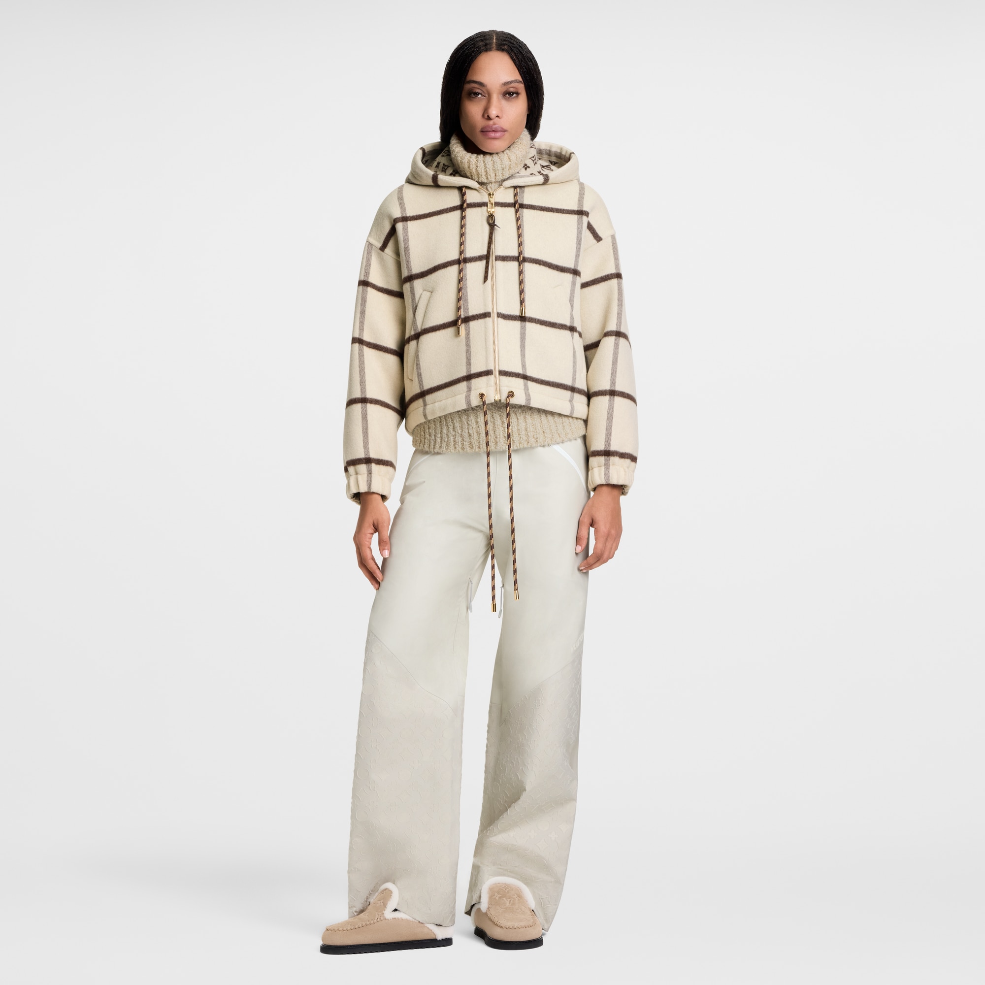 Jacke mit Kapuze und Karomuster  Damen Ready to Wear Mäntel und Jacken | LOUIS VUITTON (Zoom)