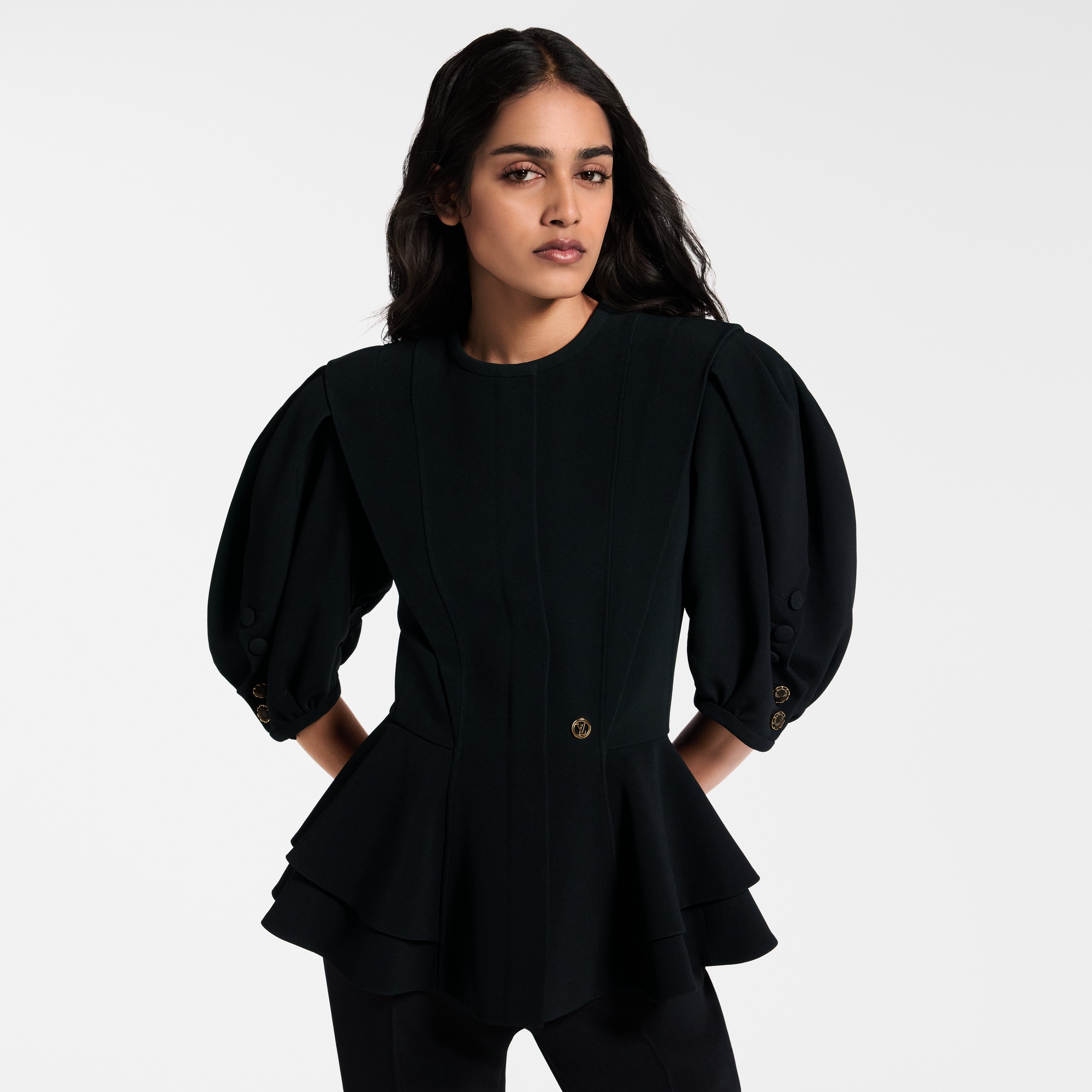 Jacke mit Schößchen und Puffärmeln  Neuheiten Damen Neueste Lancierungen | LOUIS VUITTON (Zoom)