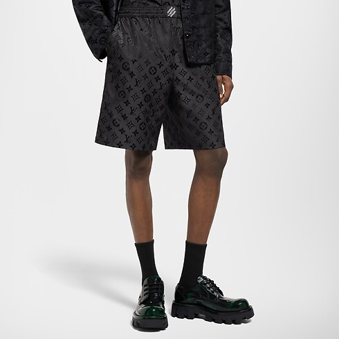 Jacquard-Shorts aus Seide mit Moiré-Effekt und Monogram-Motiv Herren Ready to Wear Hosen | LOUIS VUITTON (Zoom)