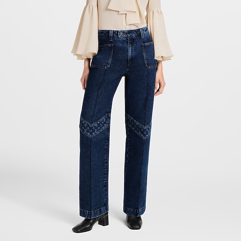 Jeans aus grobem Denim mit Monogram-Detail Damen Ready to Wear Hosen | LOUIS VUITTON (Zoom)
