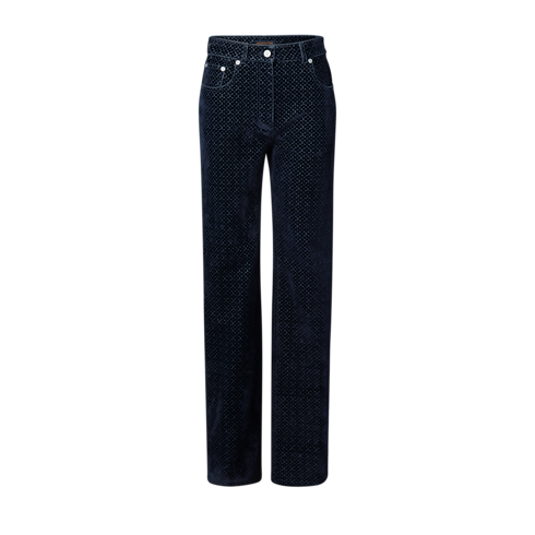 Jeans aus Samt mit geflocktem Nanogram-Motiv Damen Ready to Wear Hosen und Shorts | LOUIS VUITTON (Zoom)