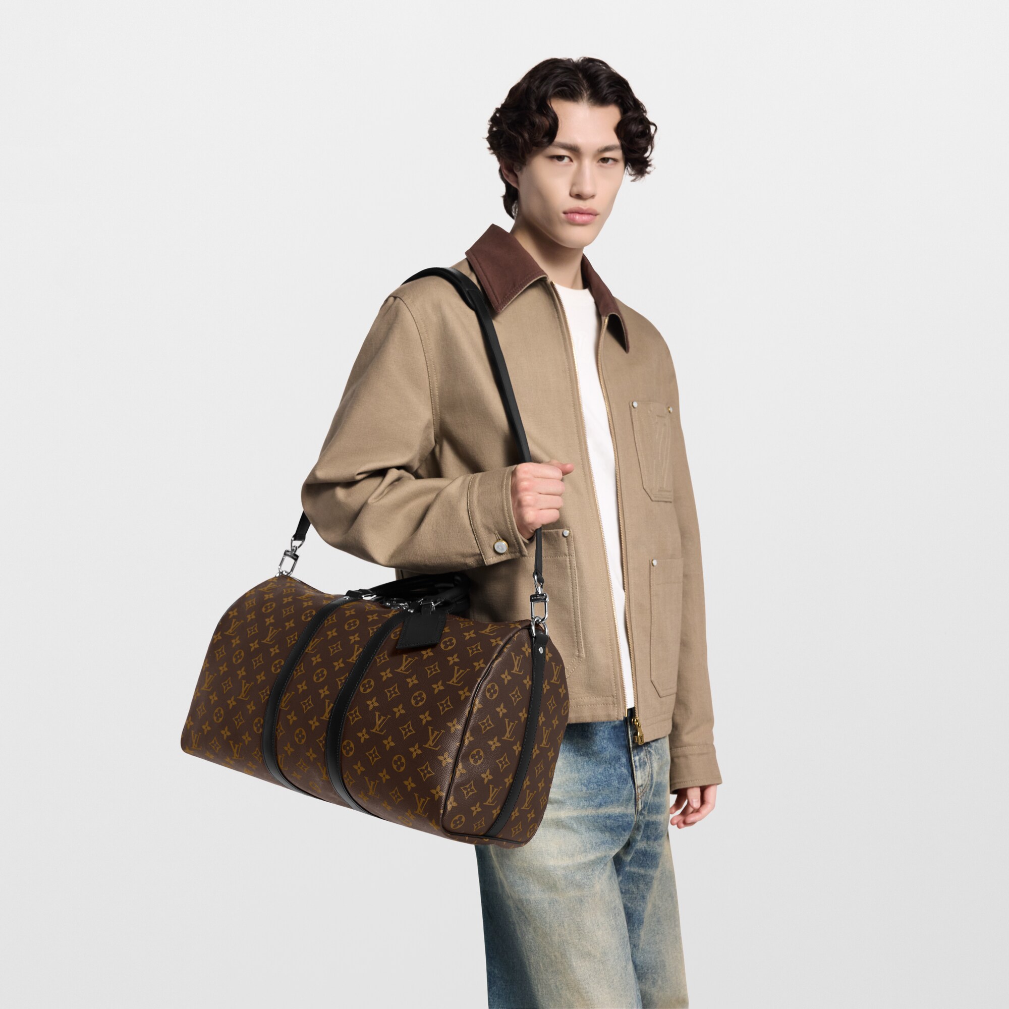 Keepall 45 mit Schulterriemen  Monogram Macassar Canvas Herren Personalisierung Taschen & Reisegepäck | LOUIS VUITTON (Zoom)