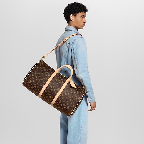 Keepall 50 mit Schulterriemen Monogram Canvas Taschen und Kleinlederwaren Lederwaren Personalisierung } | LOUIS VUITTON (Zoom)