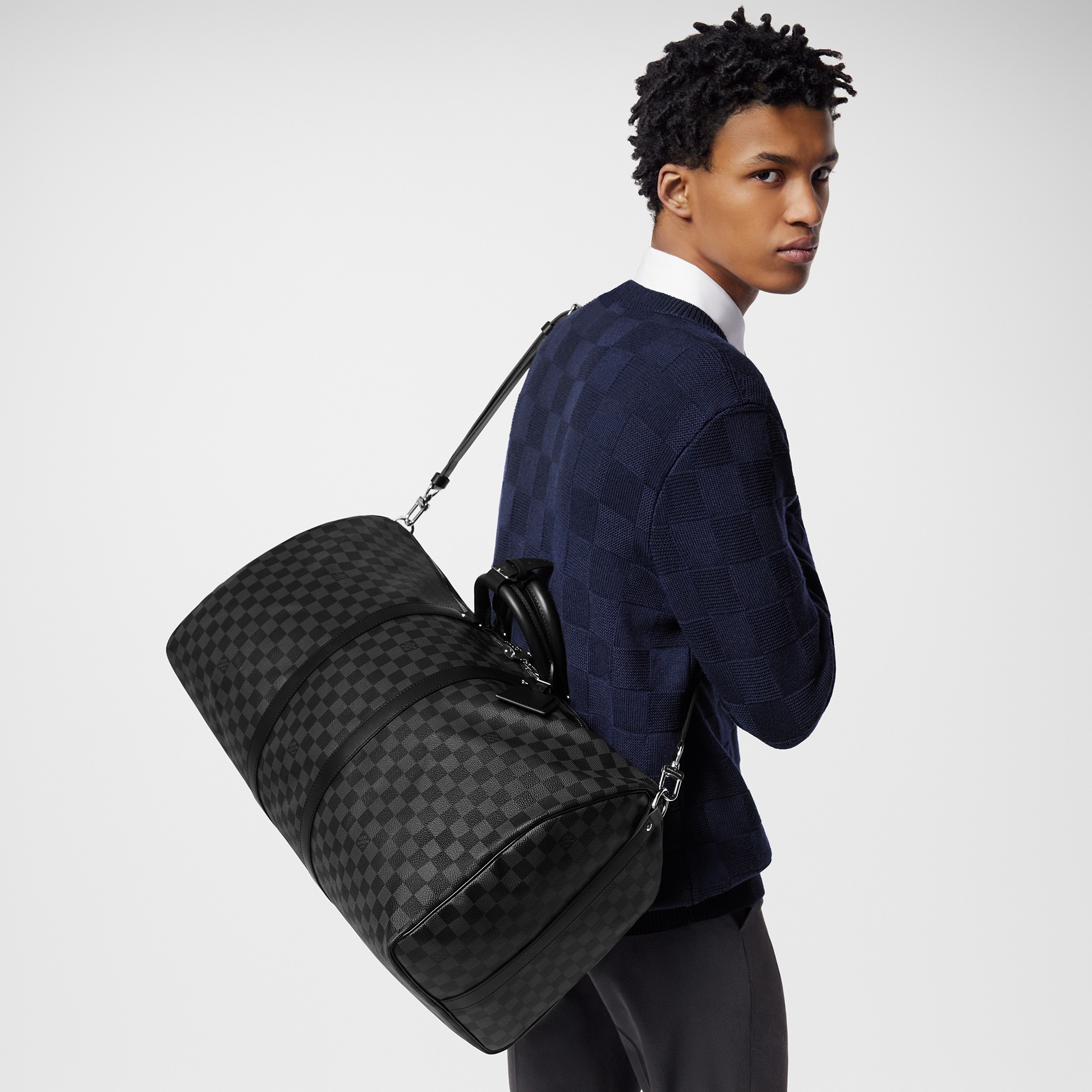 Keepall 55 mit Schulterriemen  Damier Graphite Canvas Herren Reisegepäck Reisetaschen und Duffle Bags | LOUIS VUITTON (Zoom)